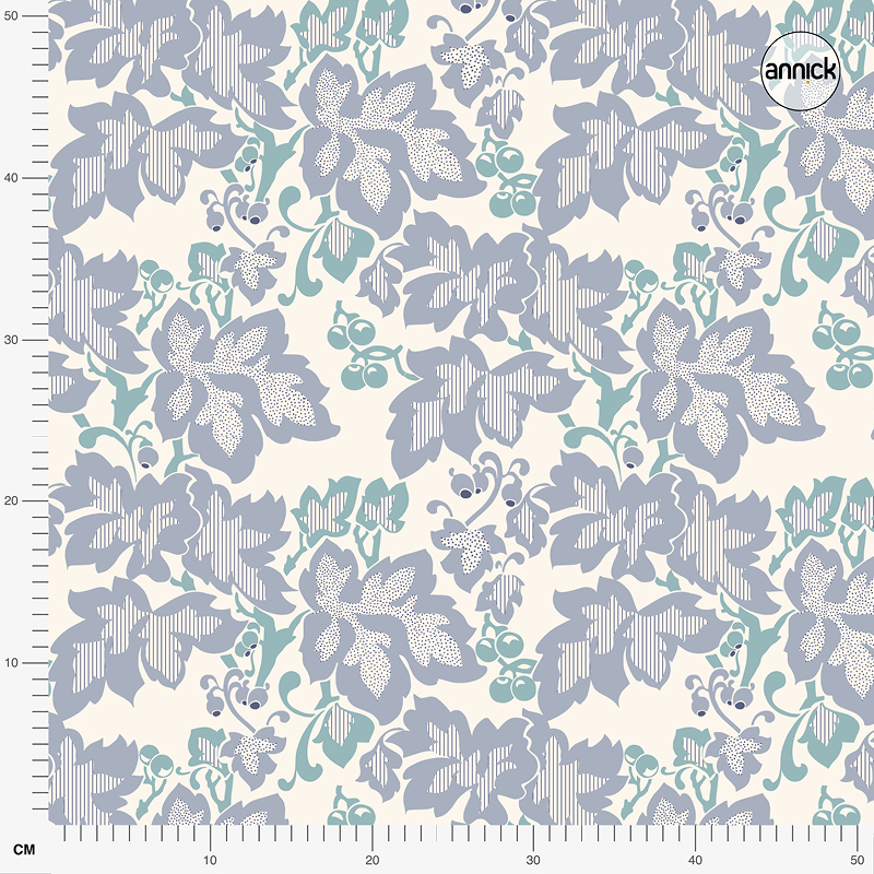 Bio Stoff  -  Botanical Cottage Vine Leaves blau