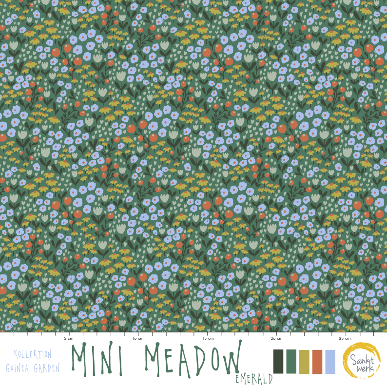 Organic Fabric  - Mini Meadow Emerald