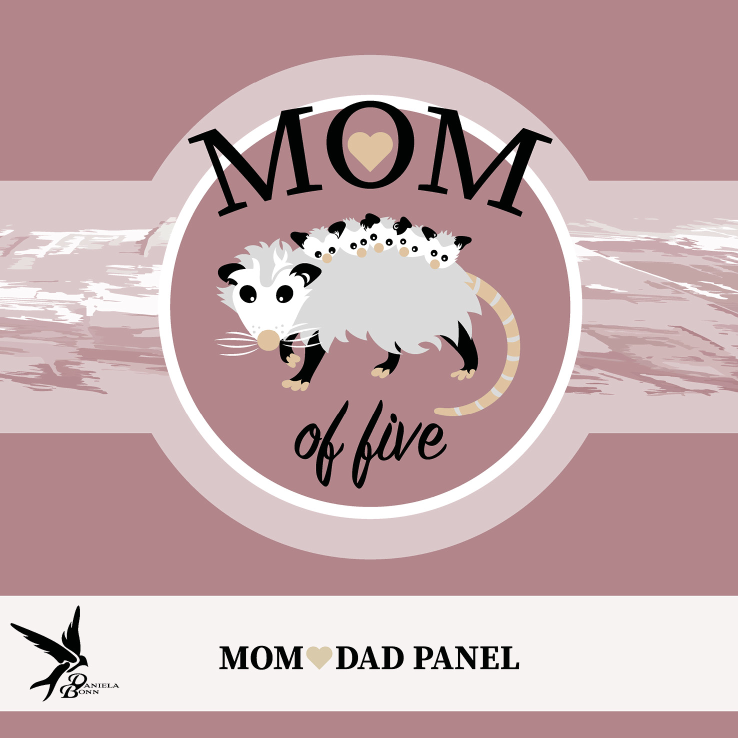 1,00 m Panel Mom of Five Opossum Rosa 