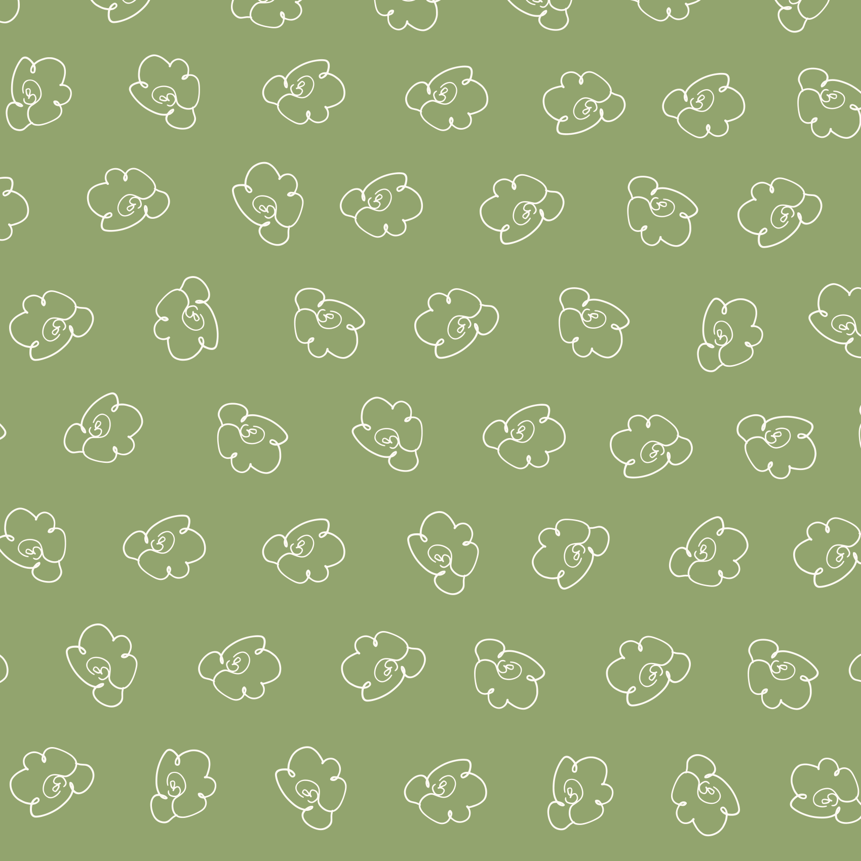 Bio Stoff  - Comic Flowers grün, klein