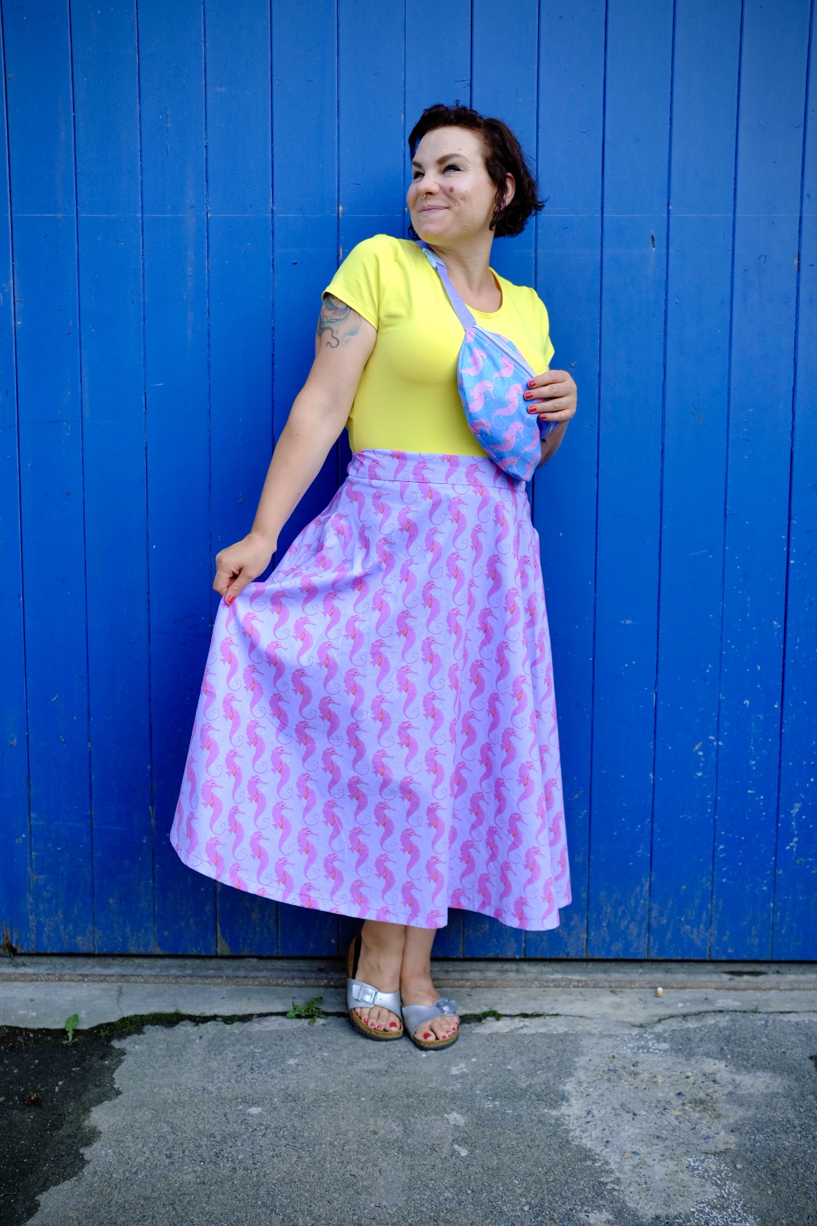 Organic fabric -  Seahorse lavendel