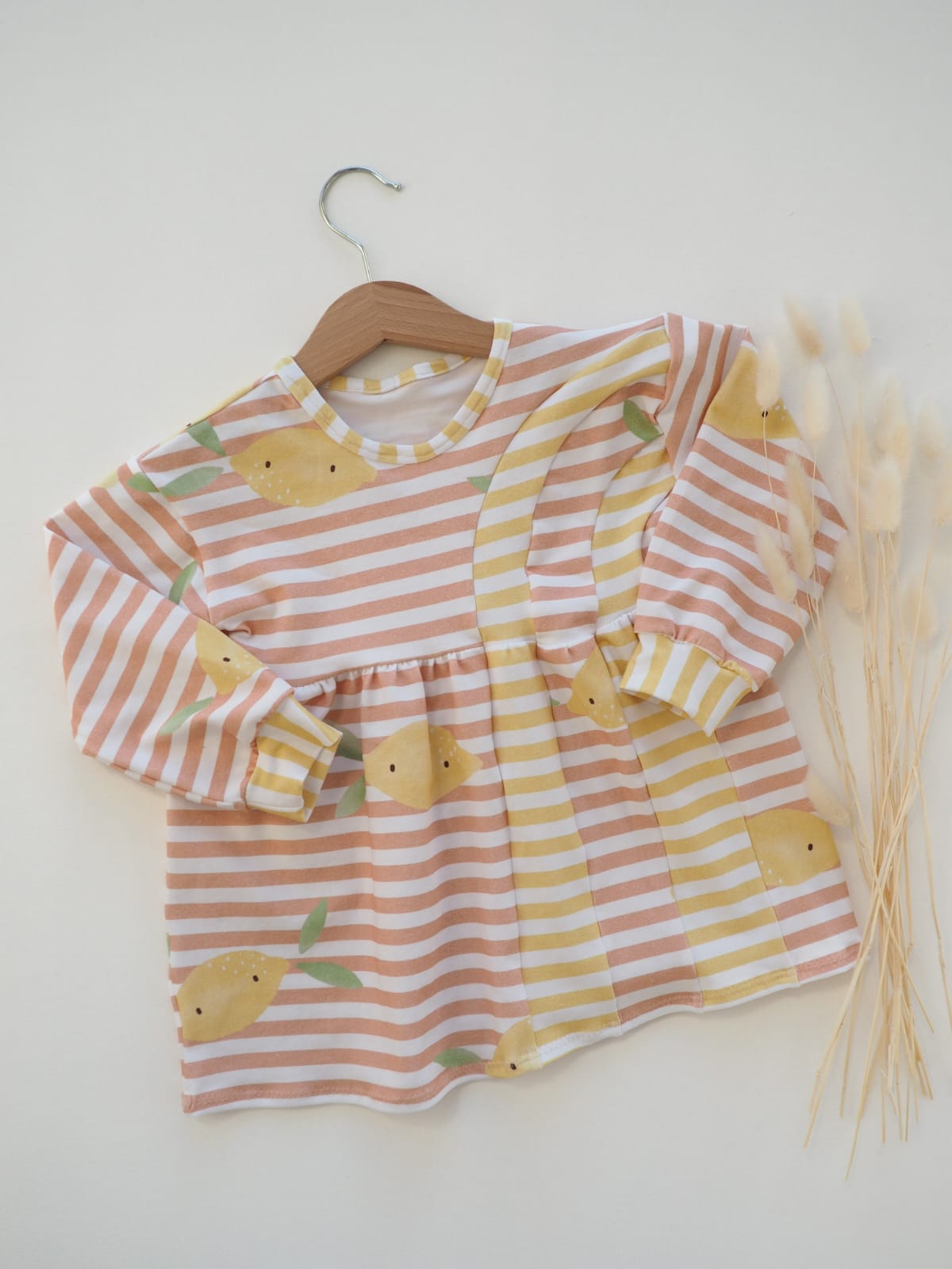 Bio Summersweat Stoff  -  Früchtchen Ringel Kombi  - AndreaLiesert, Sommer, Streifen, gelb, Breite 150 cm