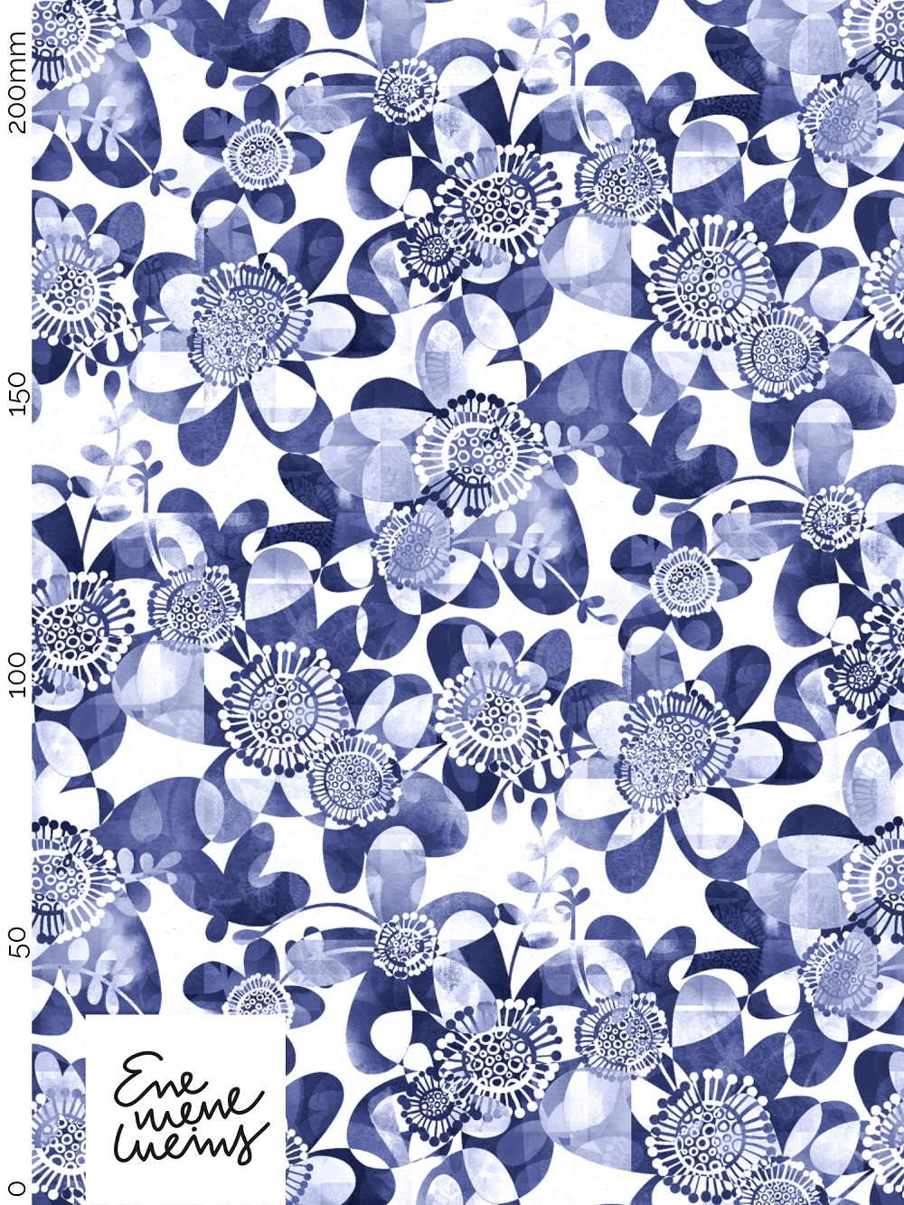 Bio Webware Stoff - LilleBlu - Enemenemeins, blau, Floral & Blumen, 100% Bio-Baumwolle Bio Webware Stoff - LilleBlu - Enemenemeins, blau, Floral & Blumen, 100% Bio-Baumwolle