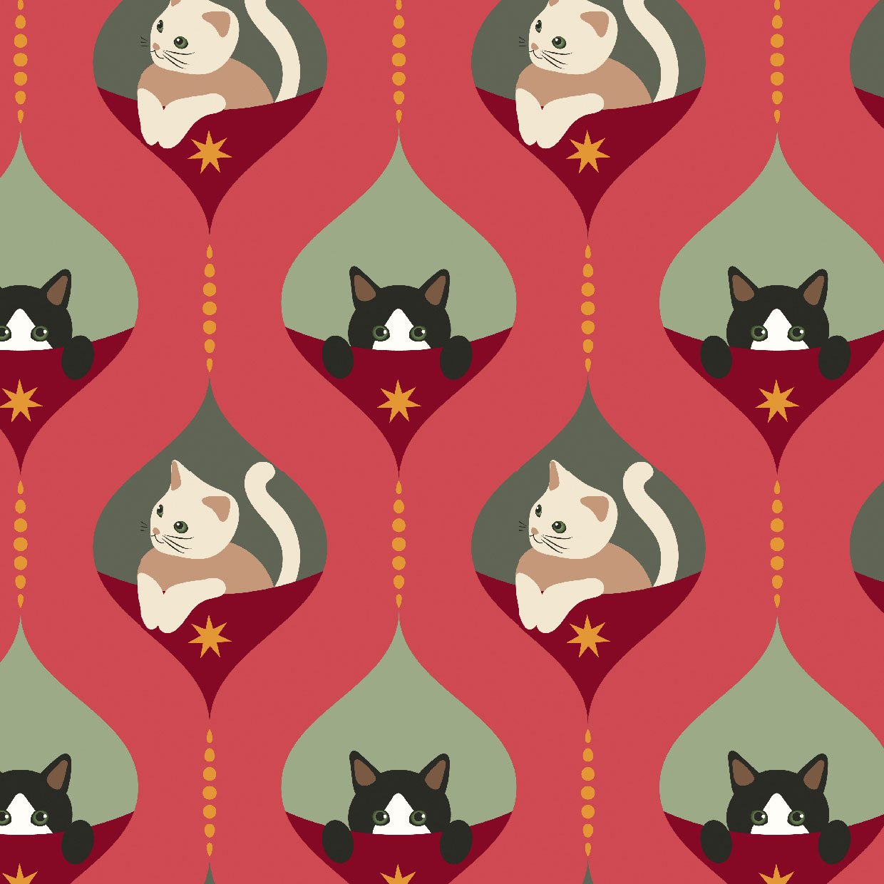 Bio Webware Stoff  - Christmas Cats Pink - EviRoider, Weihnachten, Tiere, pink, 100% Bio-Baumwolle