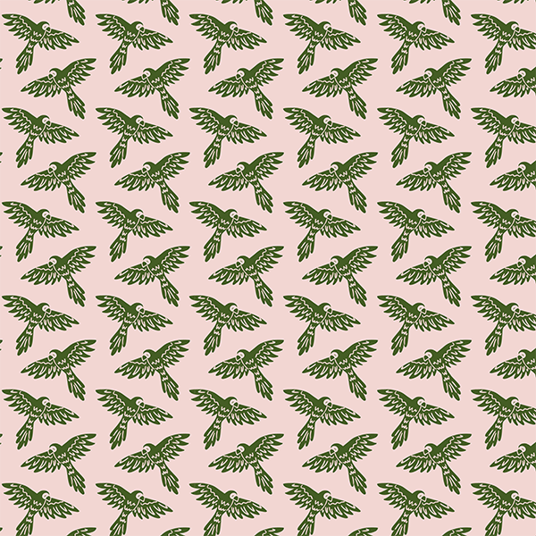 Bio Stoff  - Parrots dunkelgrün