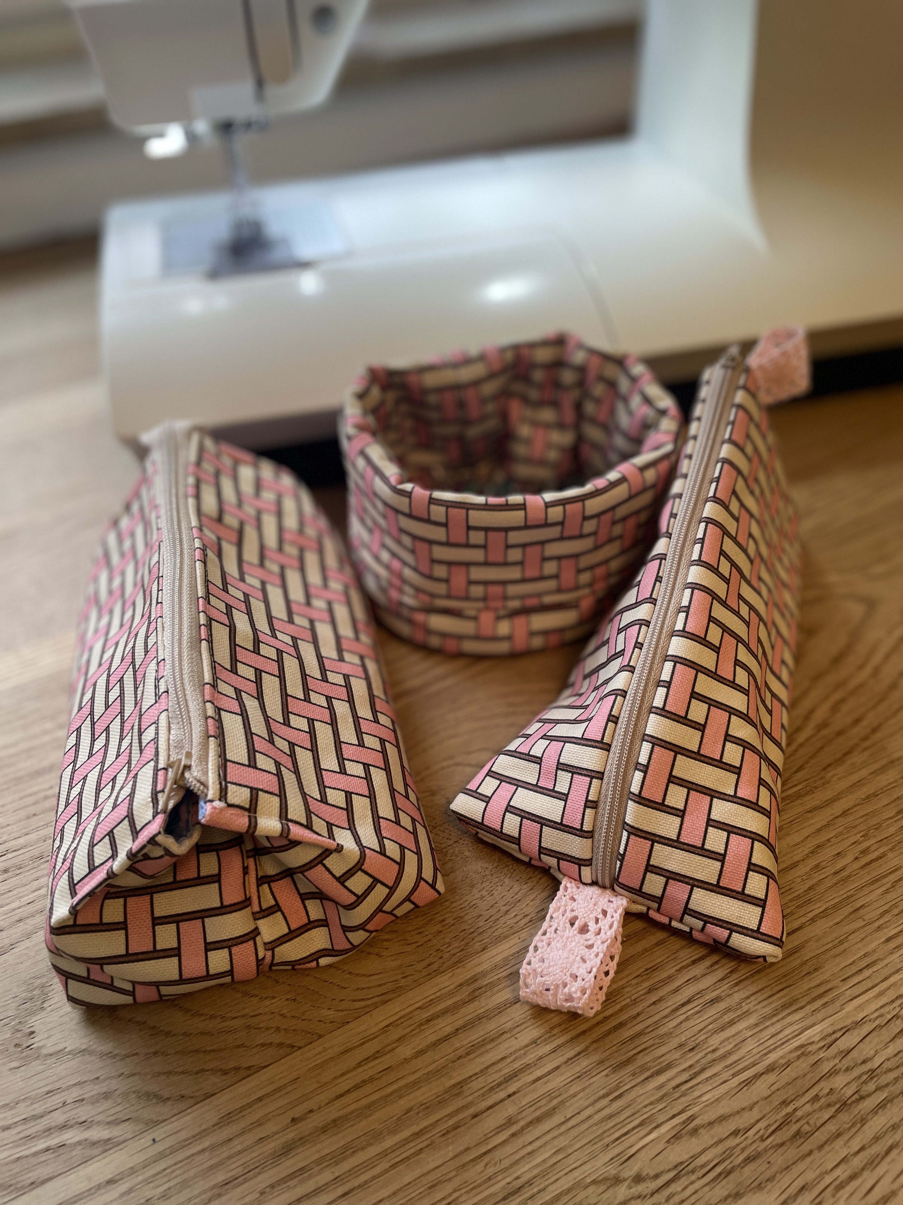 Organic Fabric  - Paisley Garden Woven Block Pink