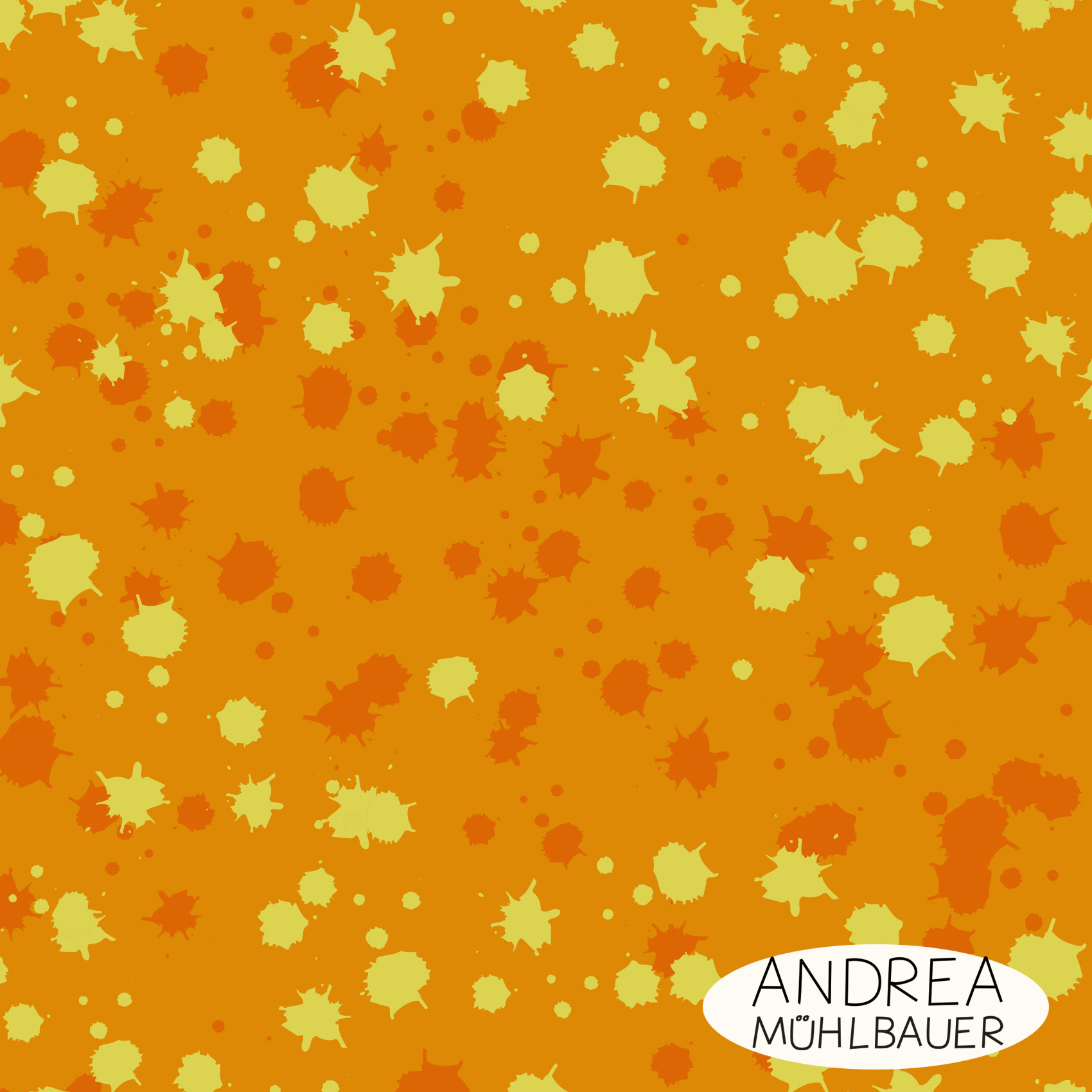 Bio Stoff  - Sunshinesplash - AndreaMuehlbauer, orange, Abstrakt, Punkte