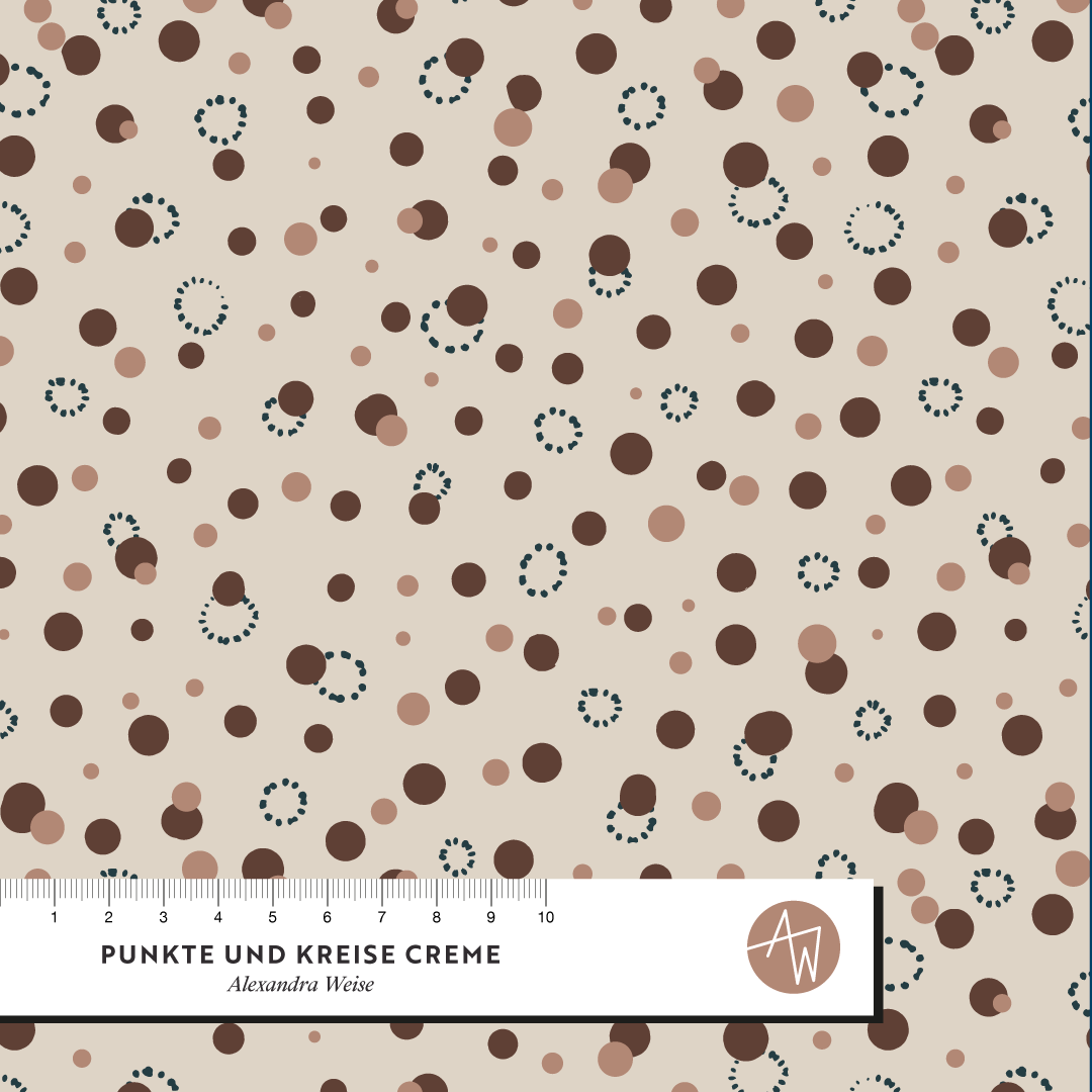 Bio Stoff - Punkte und Kreise Creme von Alexandra Weise in creme