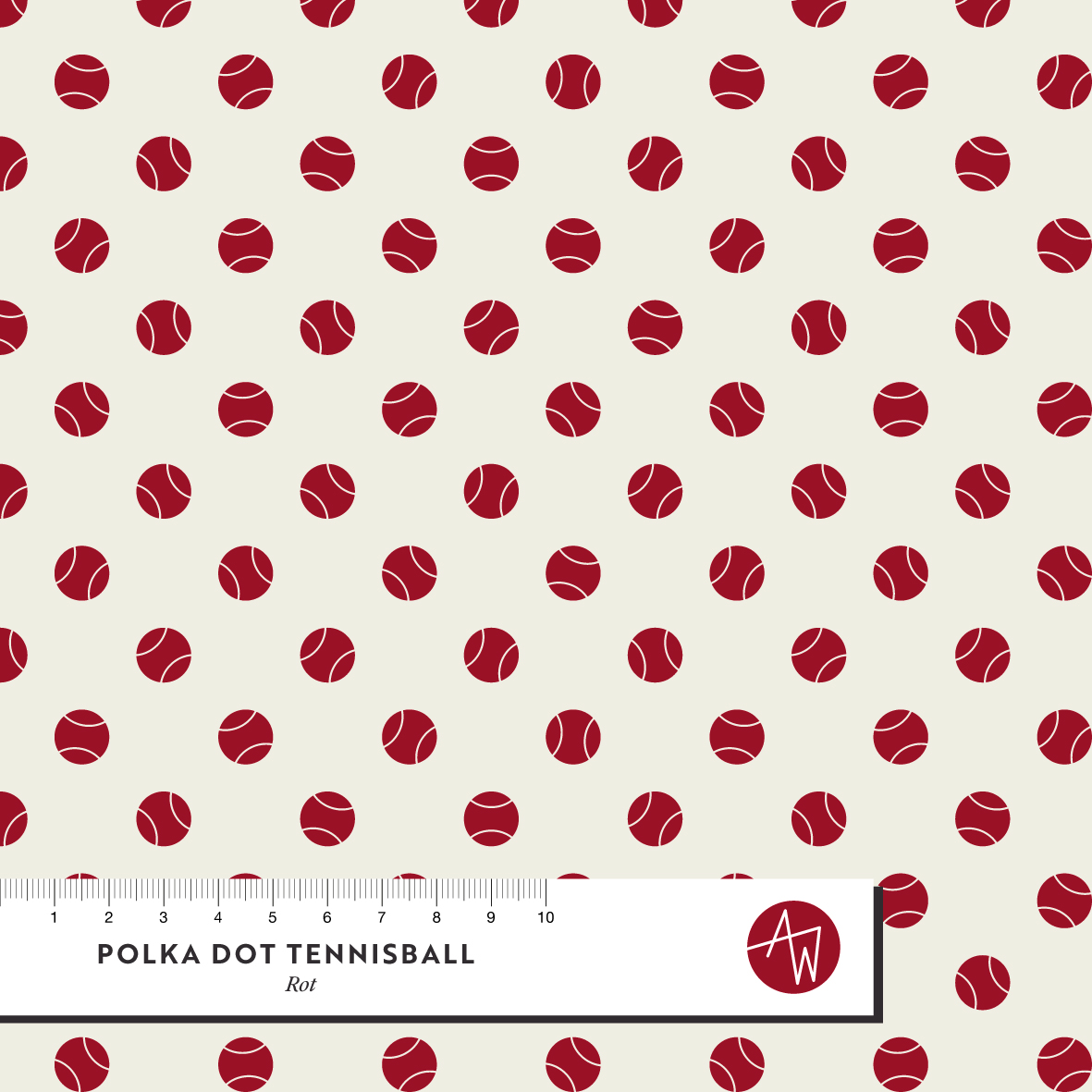 Bio Stoff  - Polka Dot Tennisball Rot - AlexandraWeise, creme, Punkte, Sport