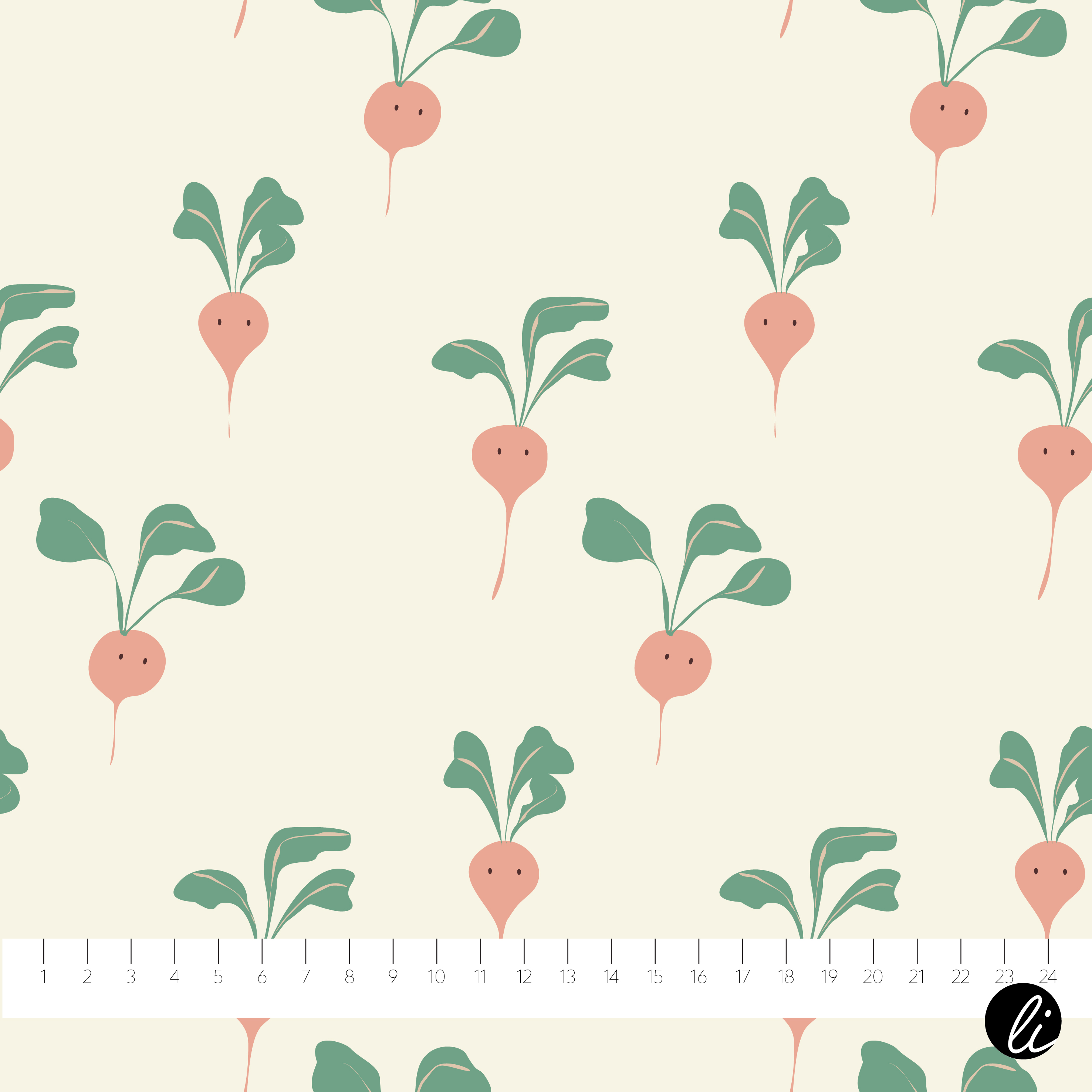 Bio Stoff  -  Happy Gardener Pastell Radieschen  - AndreaLiesert, Garten, Obst & Gemüse, creme