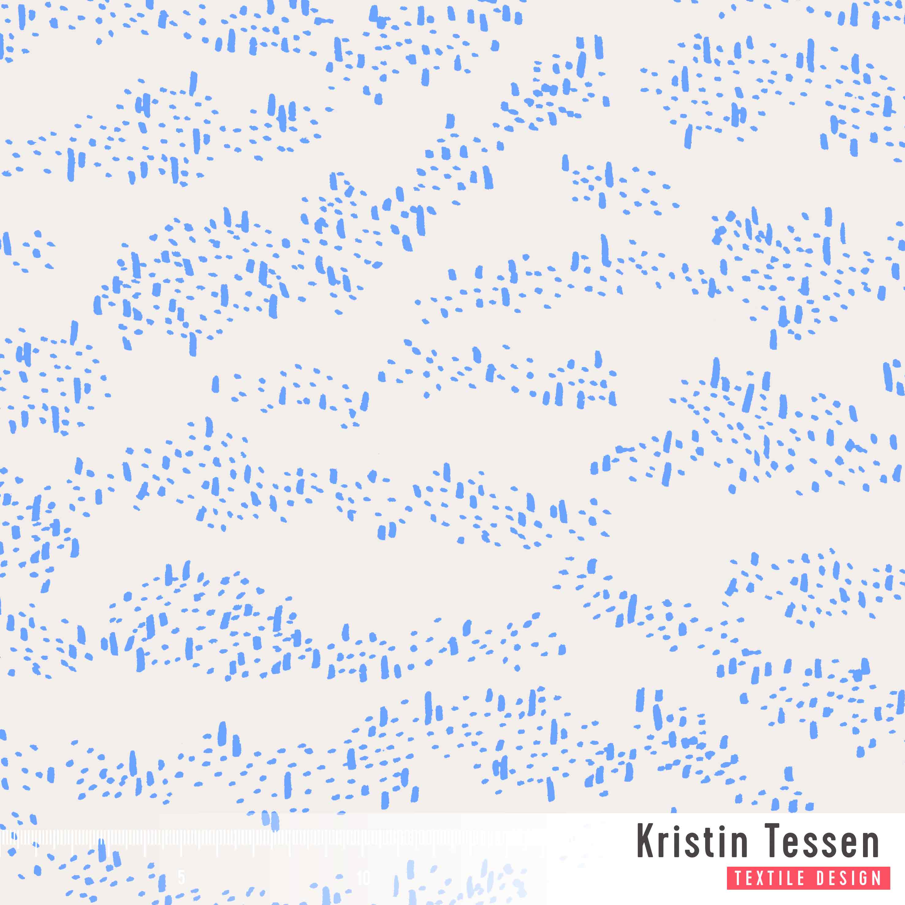 Organic Fabric - Snow Flurry cream, blue