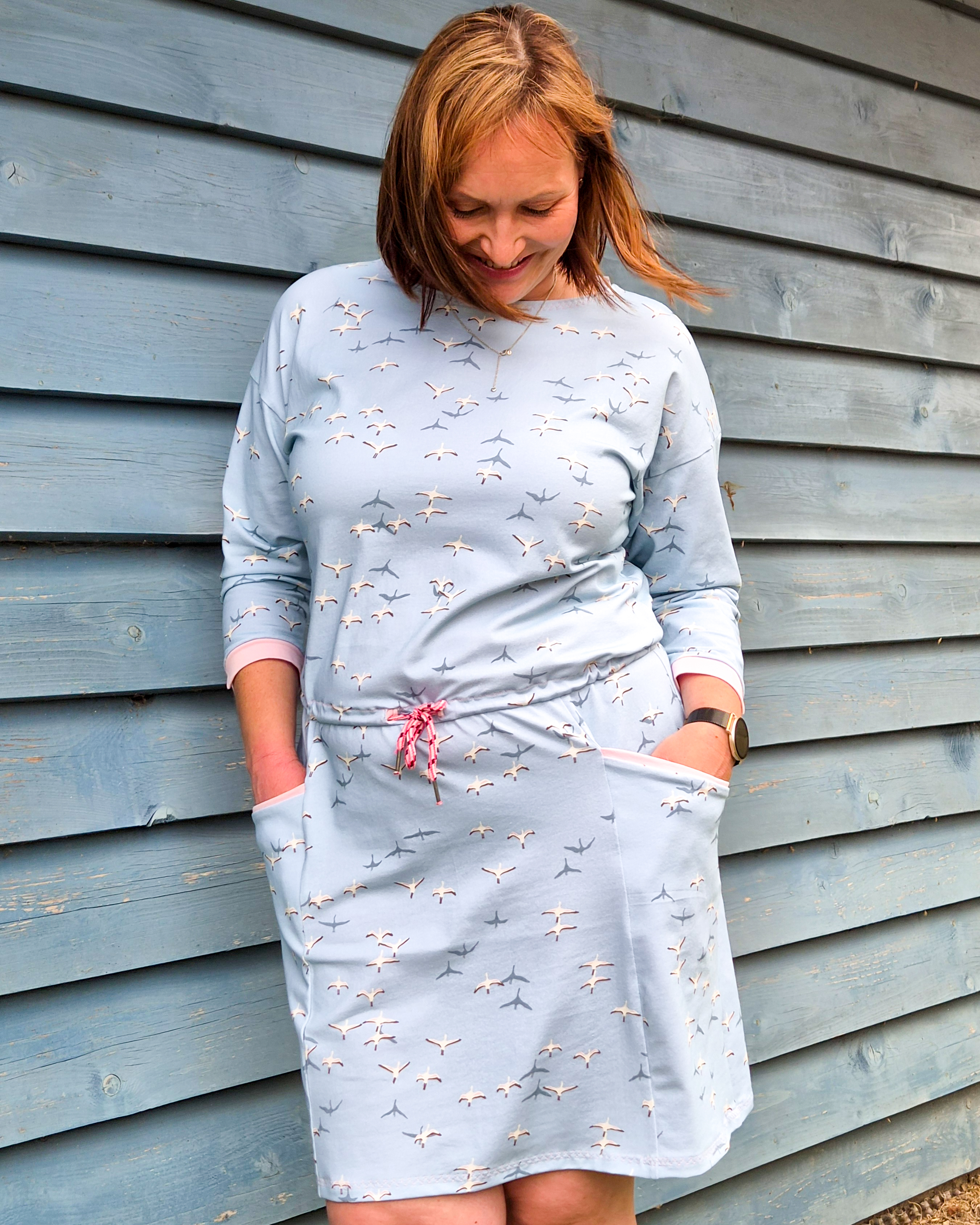 Organic fabric - Safari Luxe Flamigos sky blue
