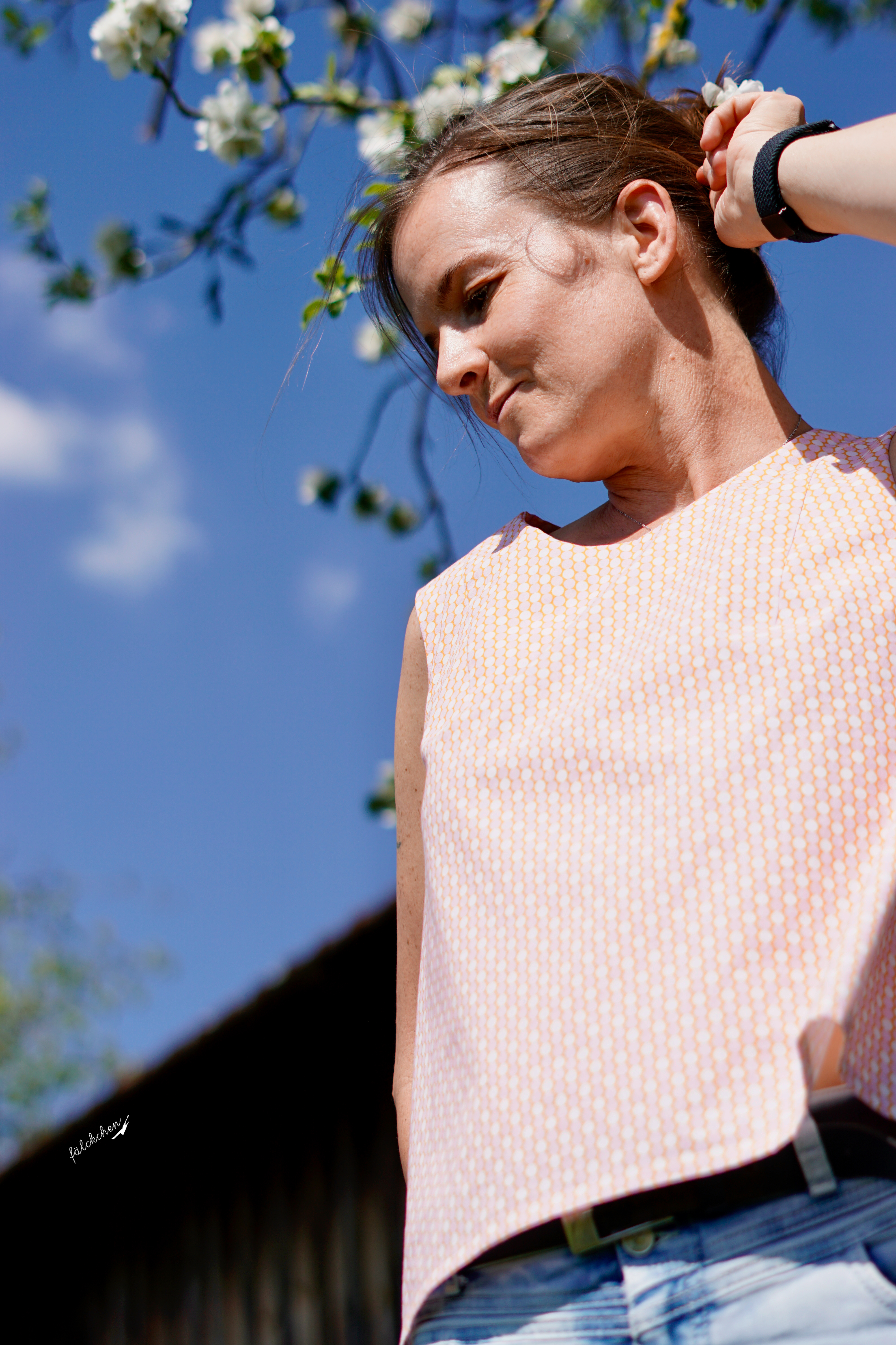 Organic fabric - Lilla Bollar orange, dots