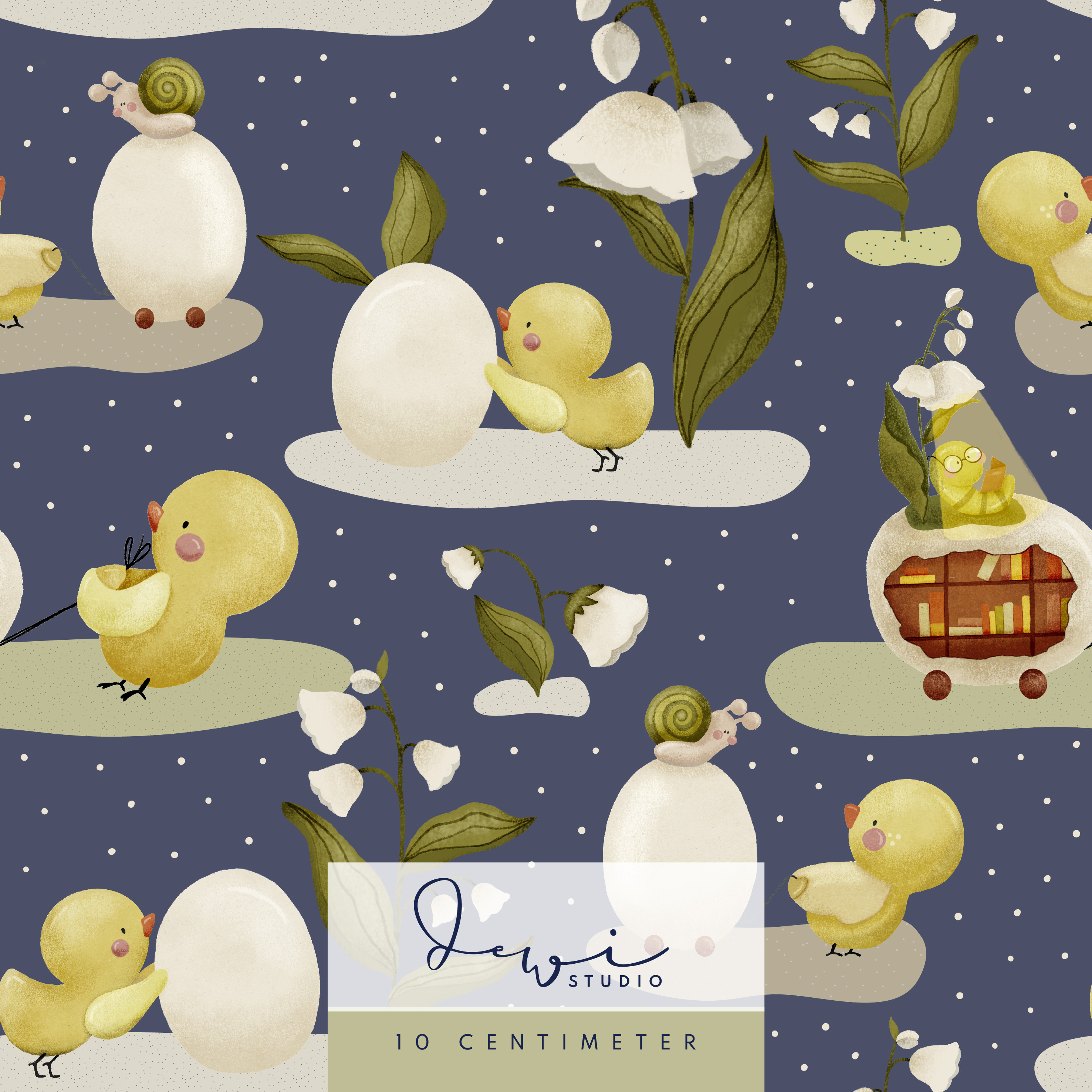 Bio Webware Stoff - Kleines Küken - DewiStudio, Tiere, Ostern, blau, 100% Bio-Baumwolle Bio Webware Stoff - Kleines Küken - DewiStudio, Tiere, Ostern, blau, 100% Bio-Baumwolle