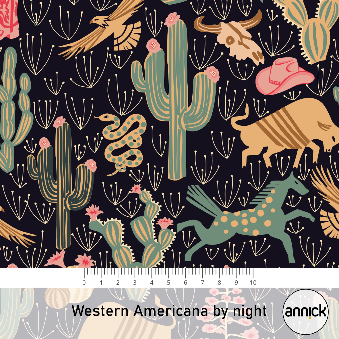 Bio Fabric - Western Americana By Night by Annick in black