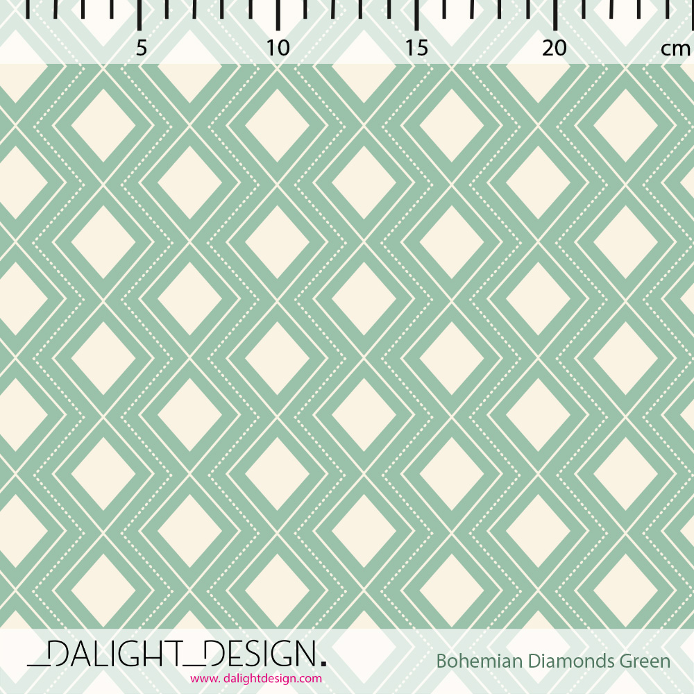 Bio Stoff  - Bohemian Diamonds Green - DalightDesign, grün, Geometrische Muster