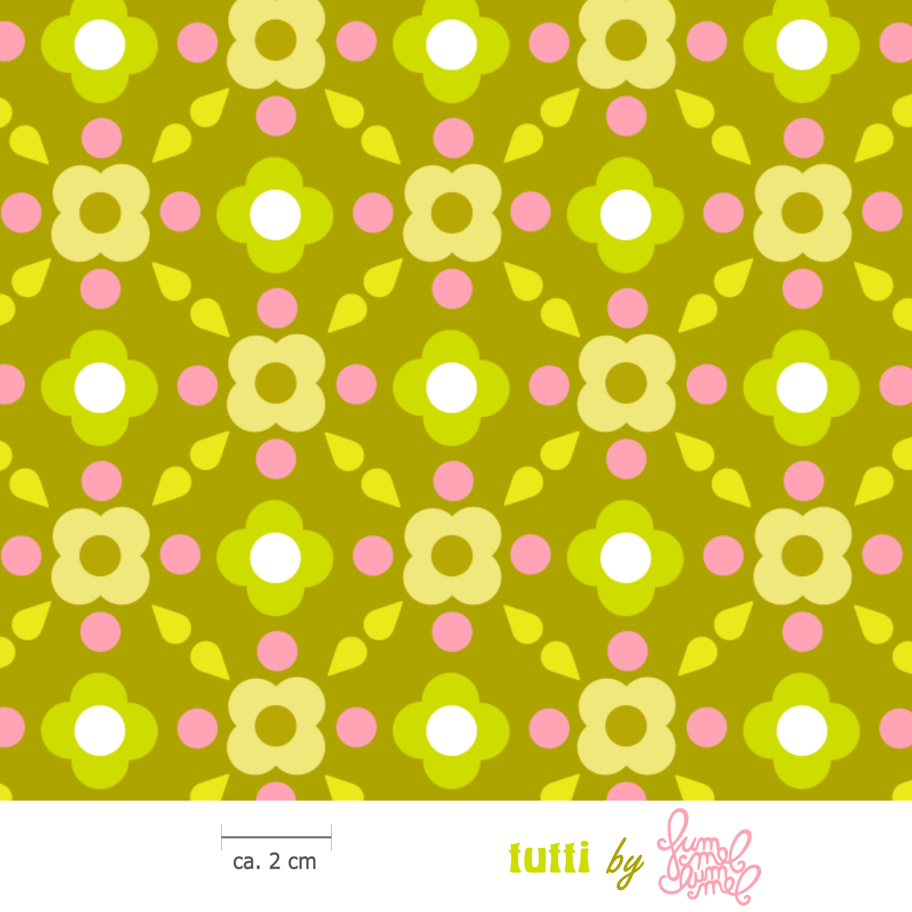 Bio Stoff  -  Tutti Kiwi  - Fummelhummel, Floral & Blumen, grün