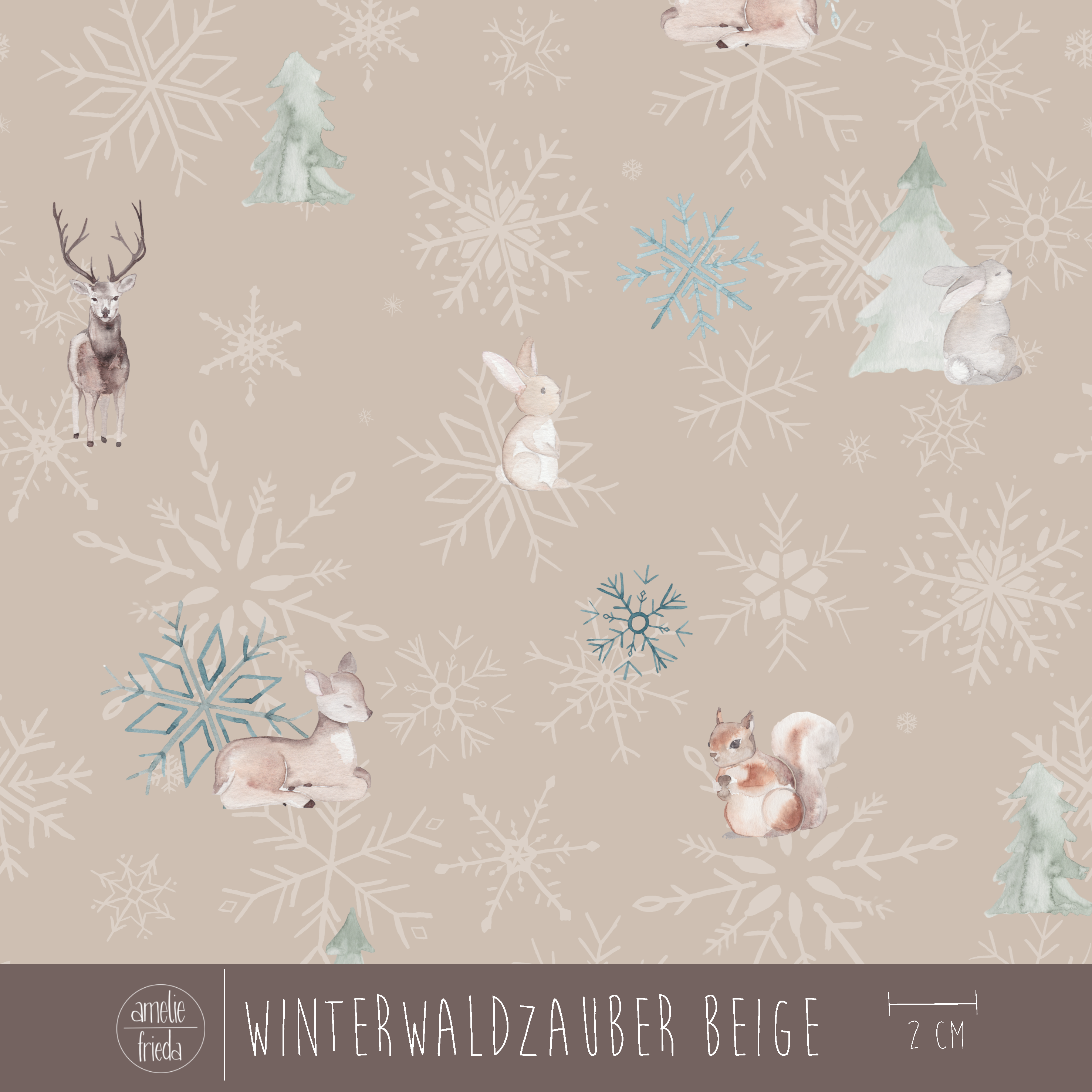 Bio Stoff - Winterwaldzauber beige