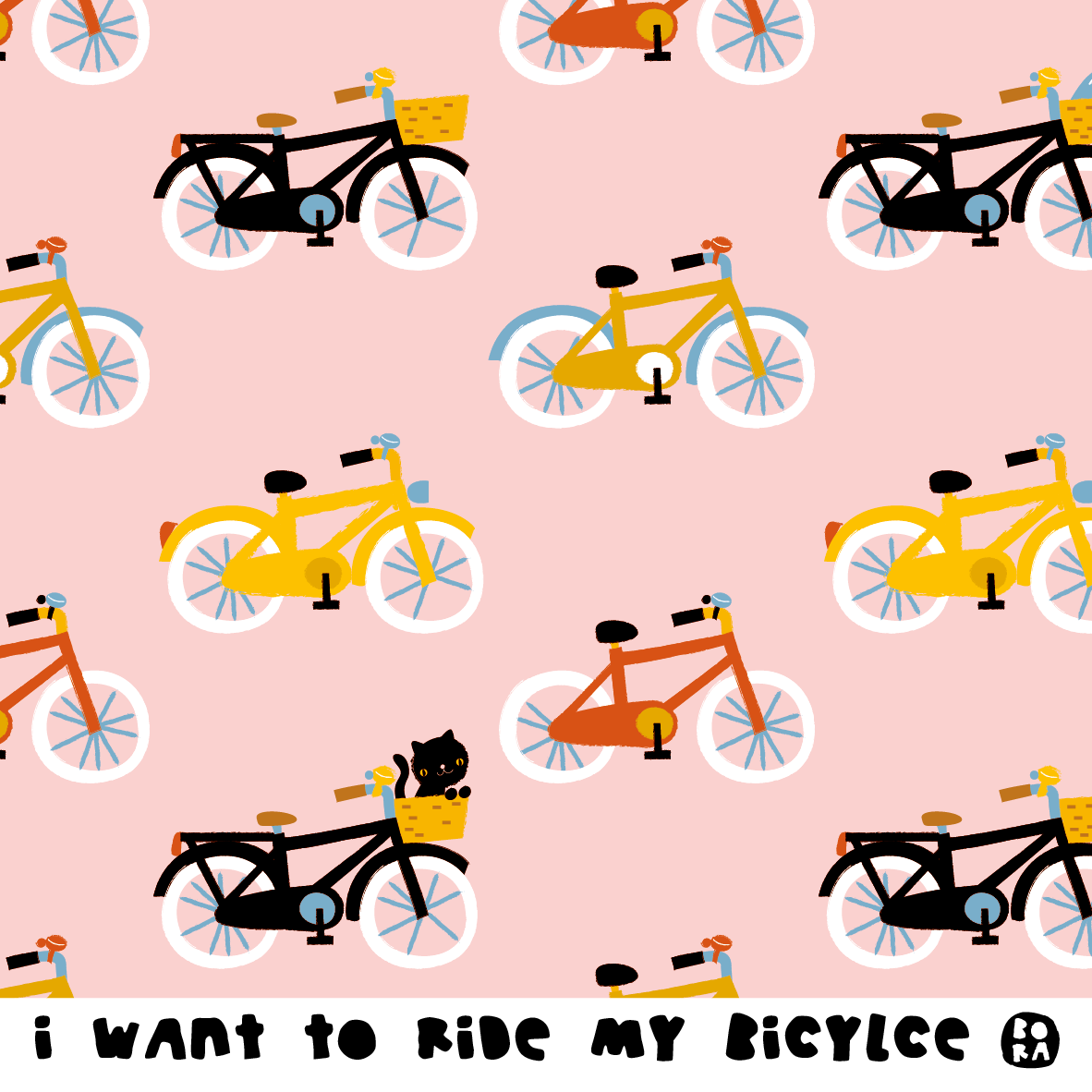 Bio Stoff  - I want to ride my bicycle - Bora, rosa, Fahrzeuge