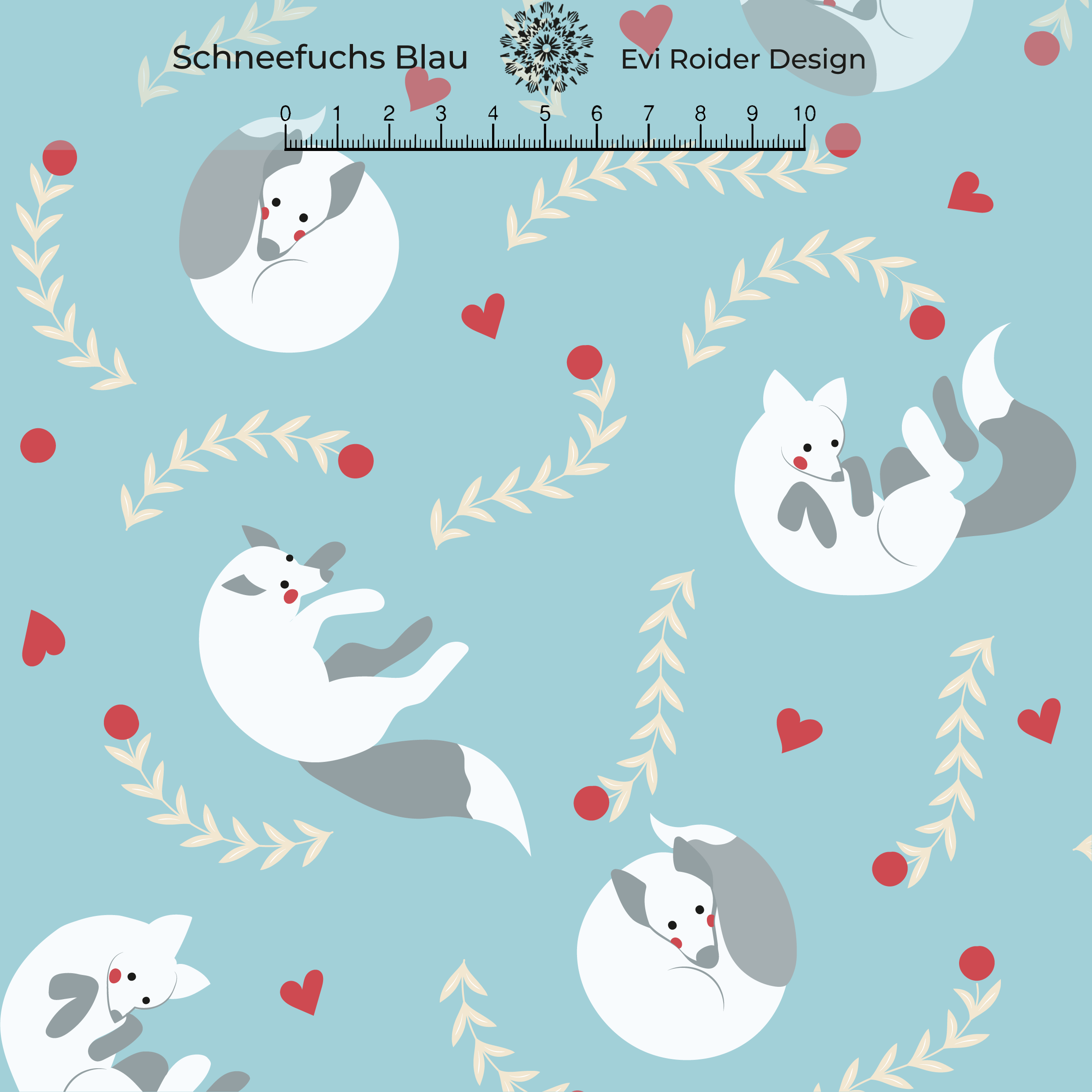 Bio Stoff - Schnee Fuchs blau