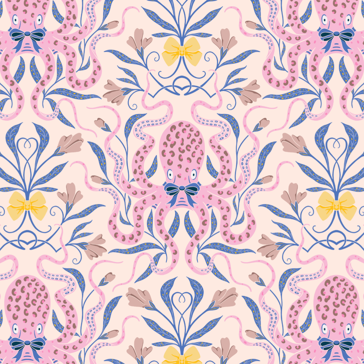 Bio Stoff  - Preppy Spring Octopus soft pink