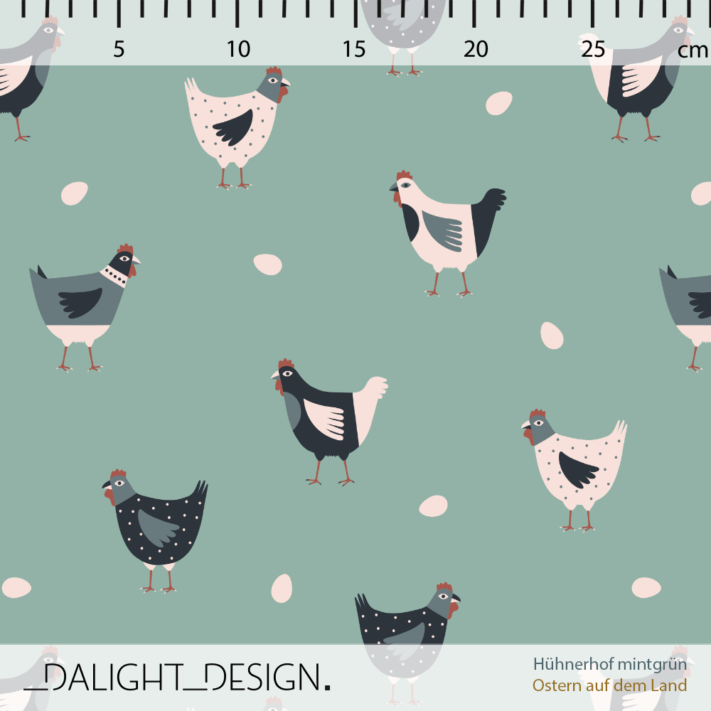 Scuba Stoff  -  Hühnerhof mintgrün