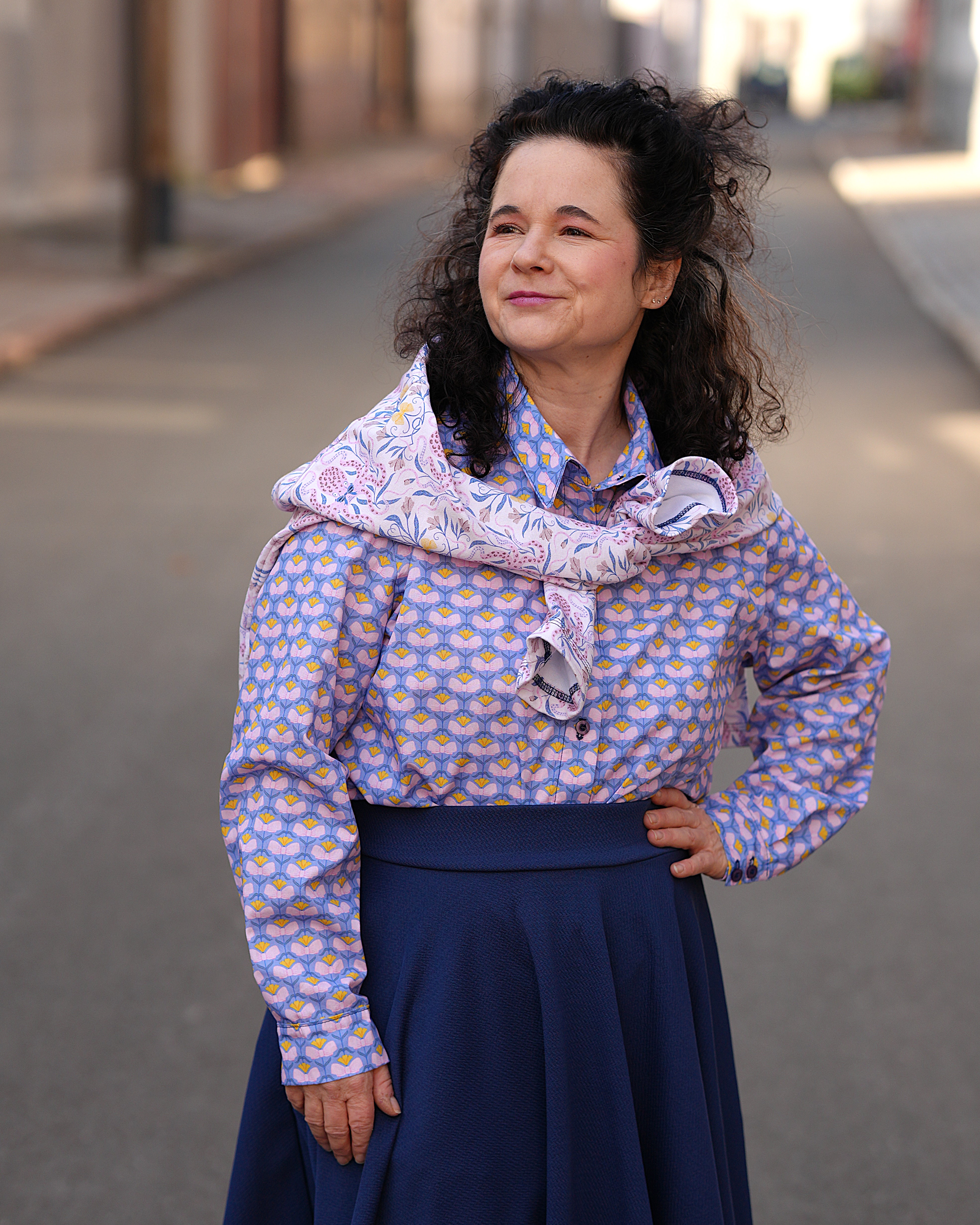 Bio Stoff  - Preppy Spring Bows and Flowers blau