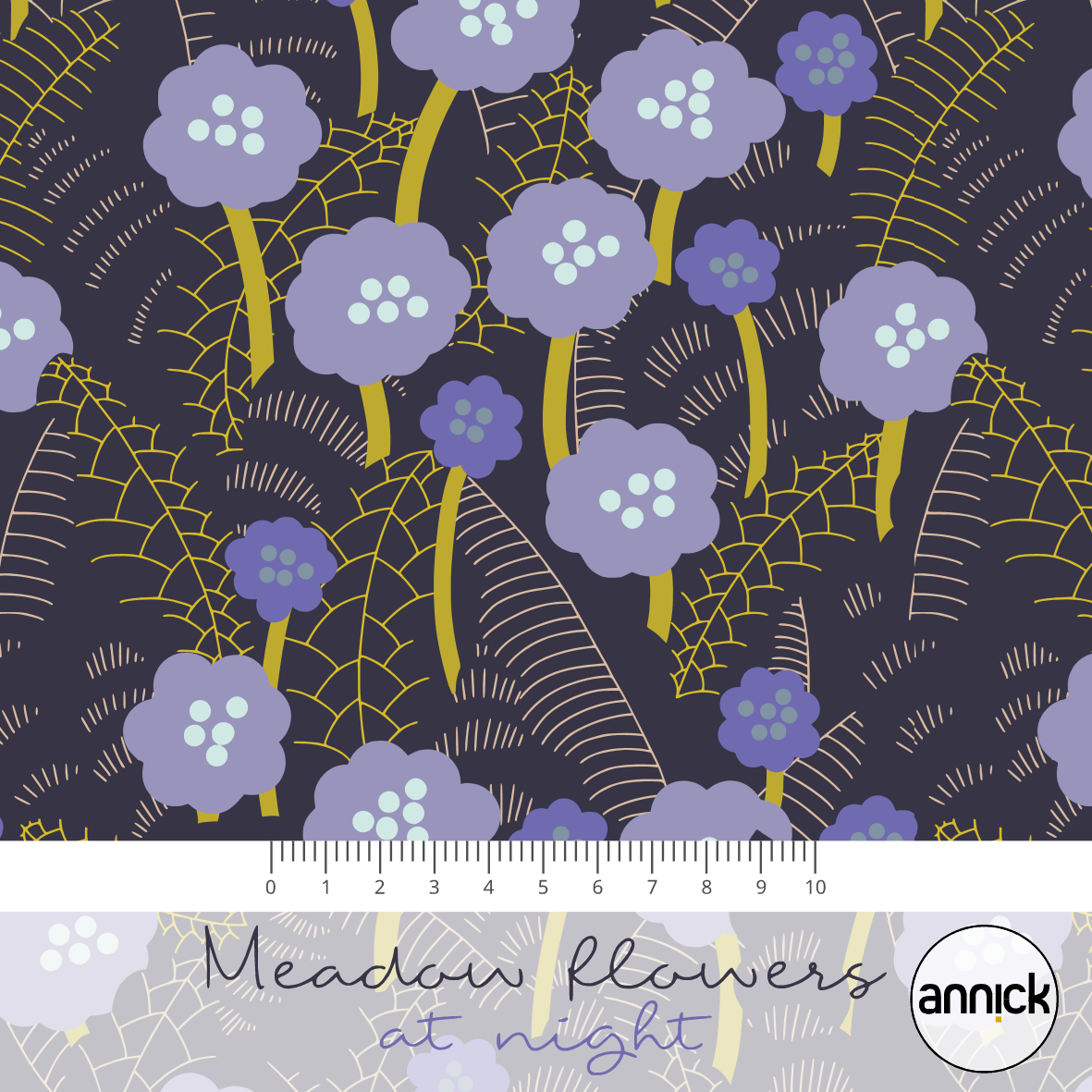 Bio Webware Stoff - Meadow Flowers at Night - Annick, Floral & Blumen, Abstrakt, blau, 100% Bio-Baumwolle Bio Webware Stoff - Meadow Flowers at Night - Annick, Floral & Blumen, Abstrakt, blau, 100% Bio-Baumwolle
