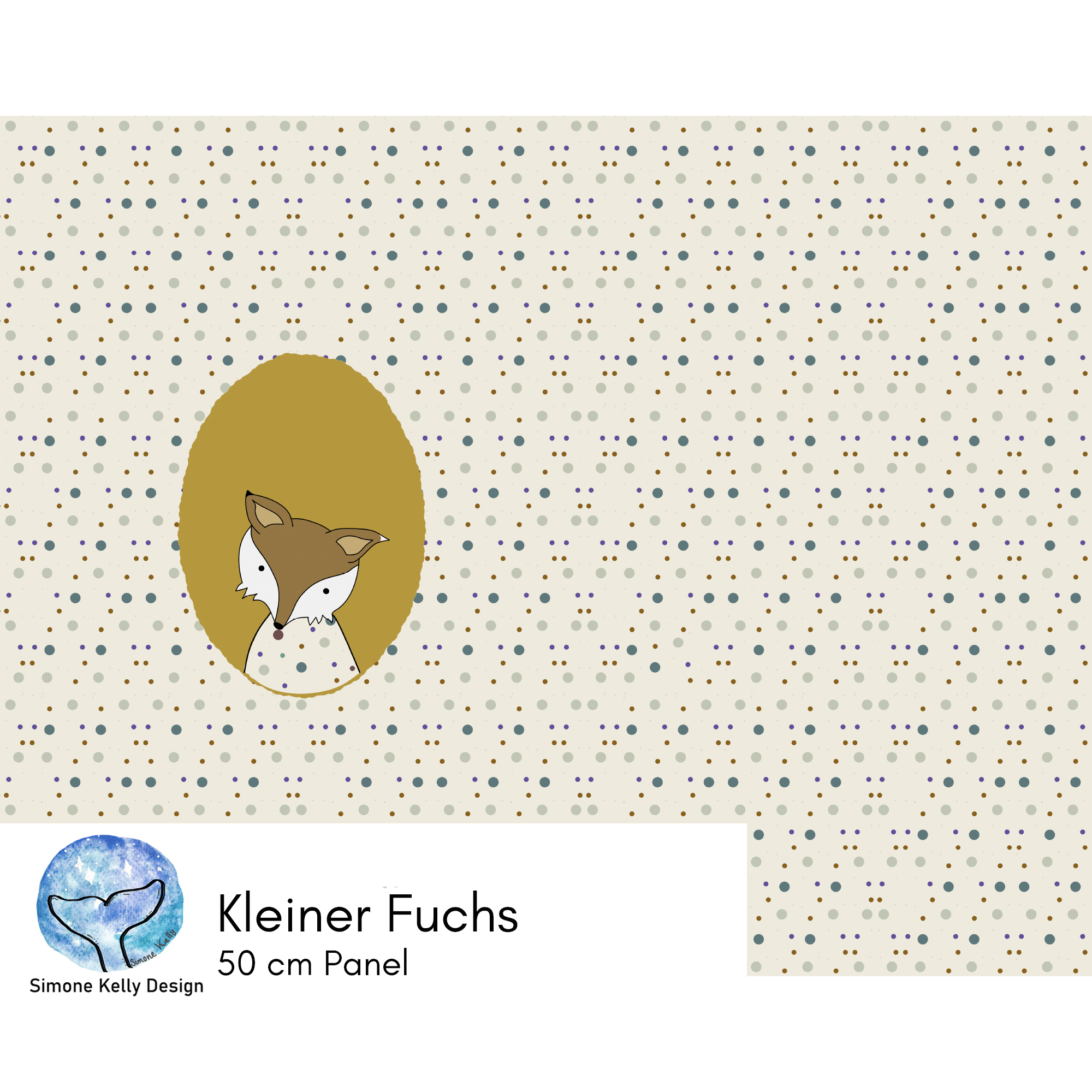 Bio Fabric - Little Fox Small Panel by Simone Kelly in beige