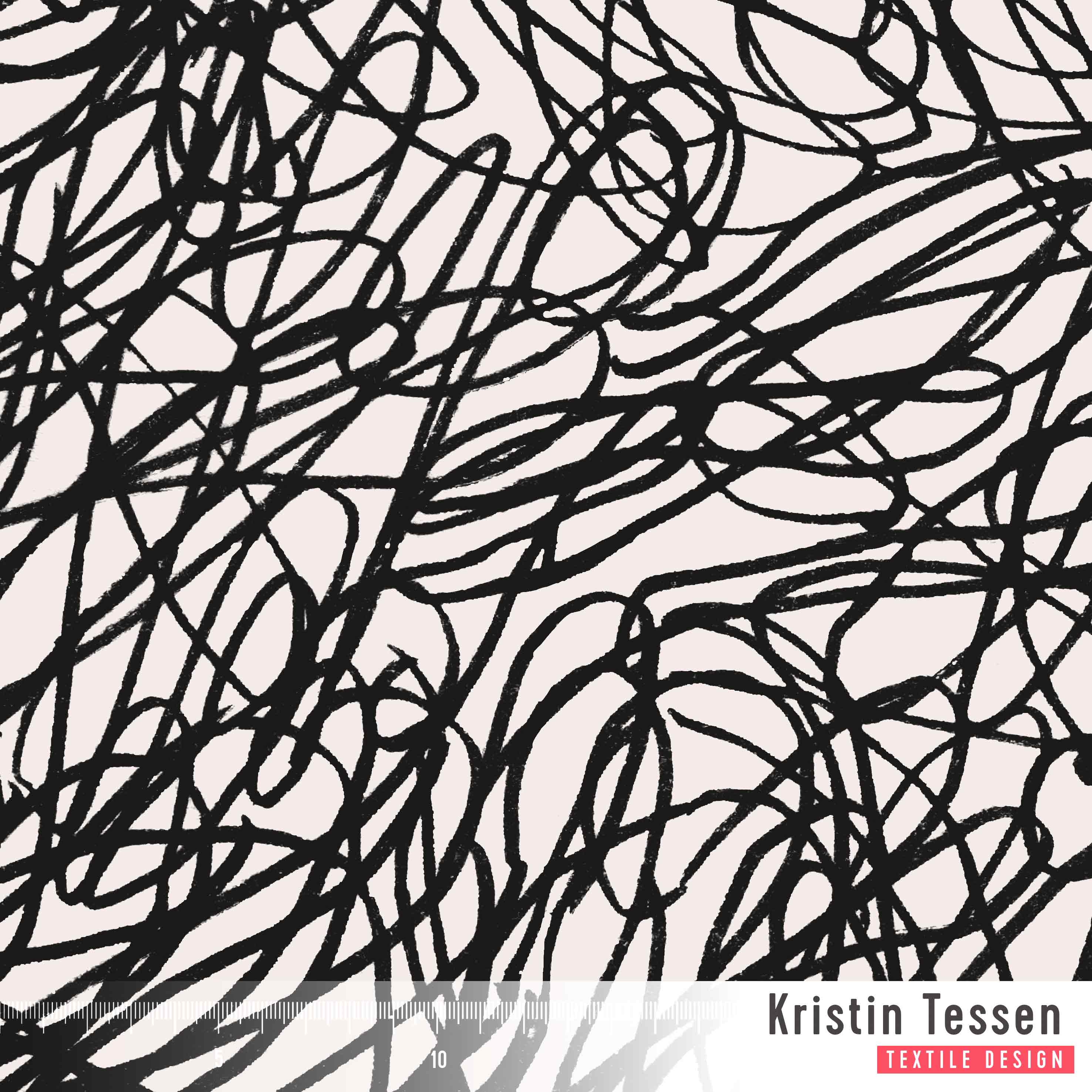 Bio Stoff - Eislinien schwarz, creme 