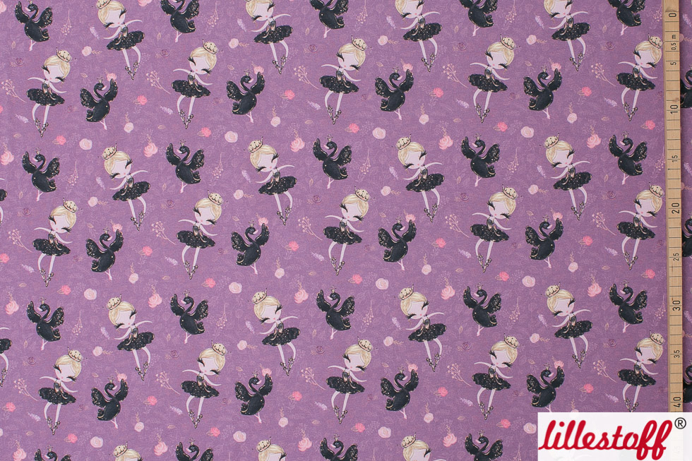 Bio Webware Stoff  -  Ballerina  - LilleSelection, Tiere, beere, 100% Bio-Baumwolle