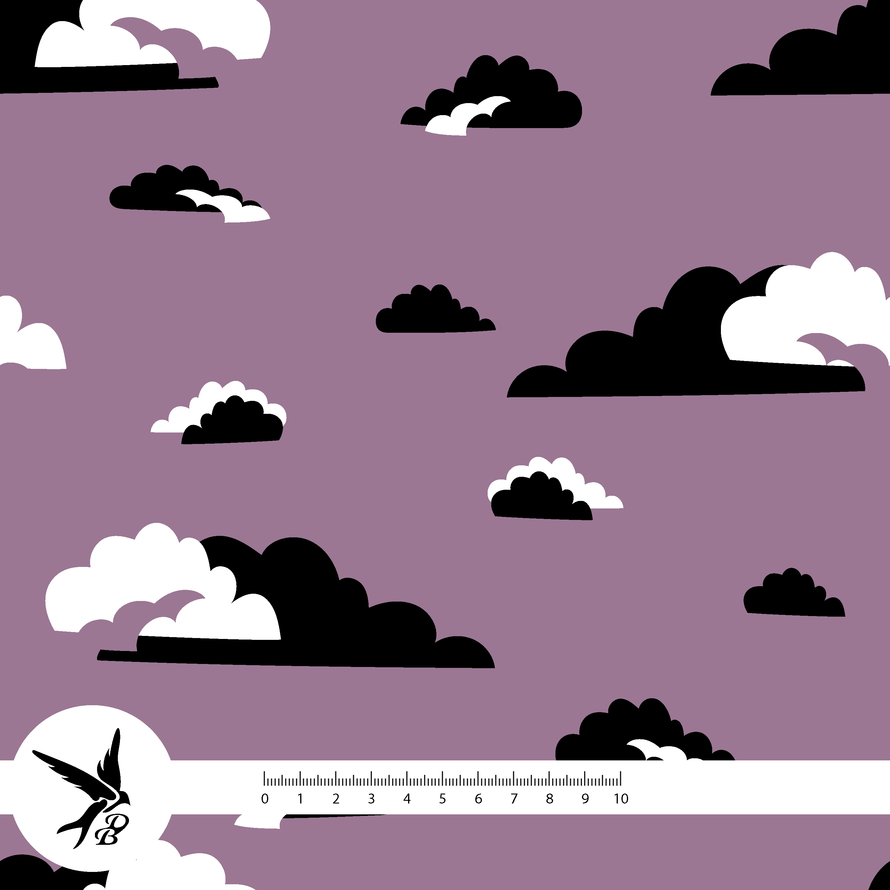 Bio Webware Stoff  - Great Bear Clouds Violett - DanielaBonn, Tiere, lila, 100% Bio-Baumwolle