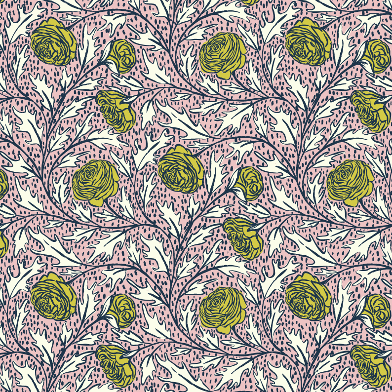 Organic Fabric - Walzig Roses blush