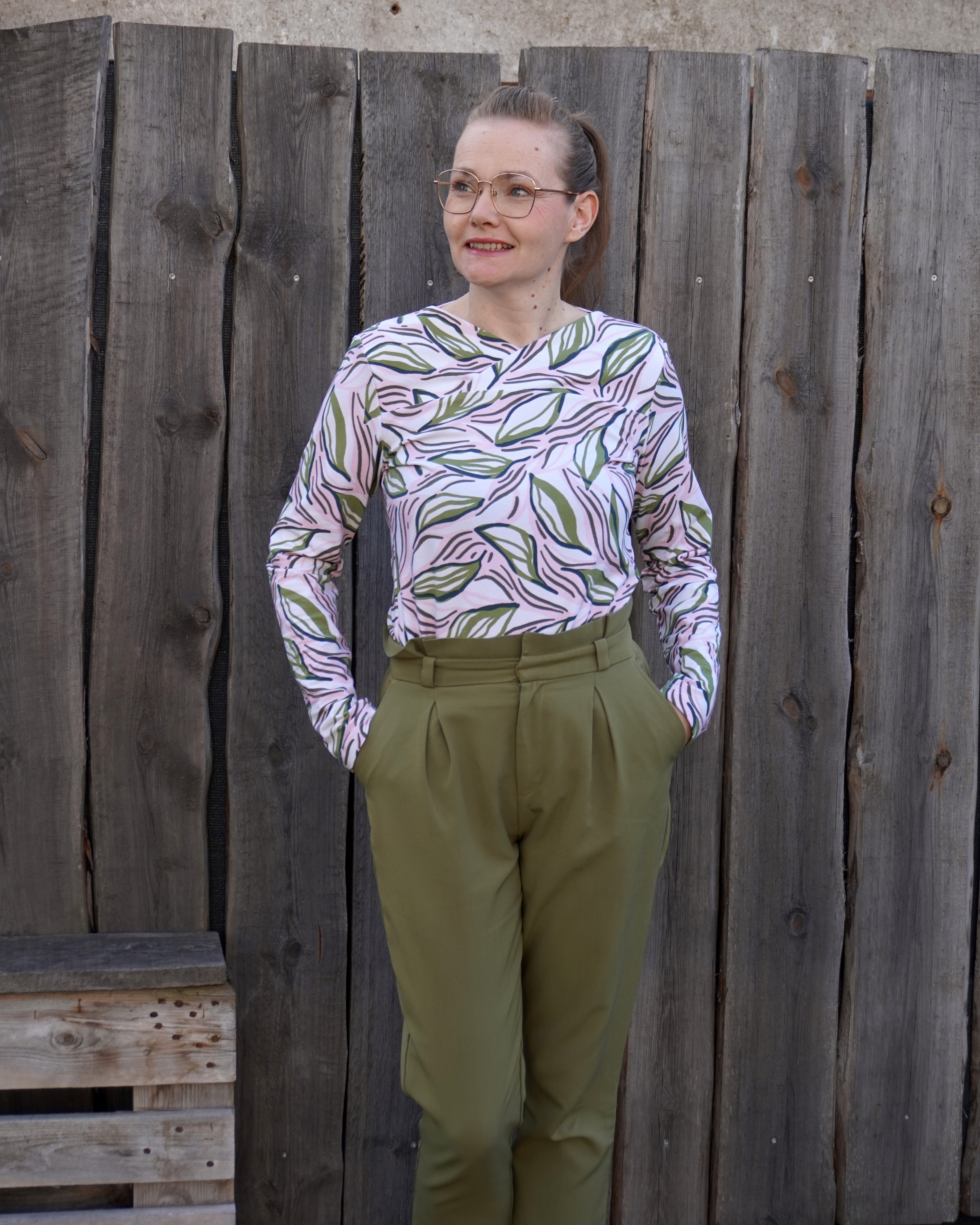 Bio Stoff - Garden Leaf Flow rosa