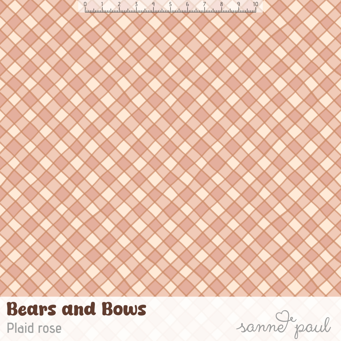 Bio Stoff - Bears And Bows Plaid Rose von Sanne Paul in rosa