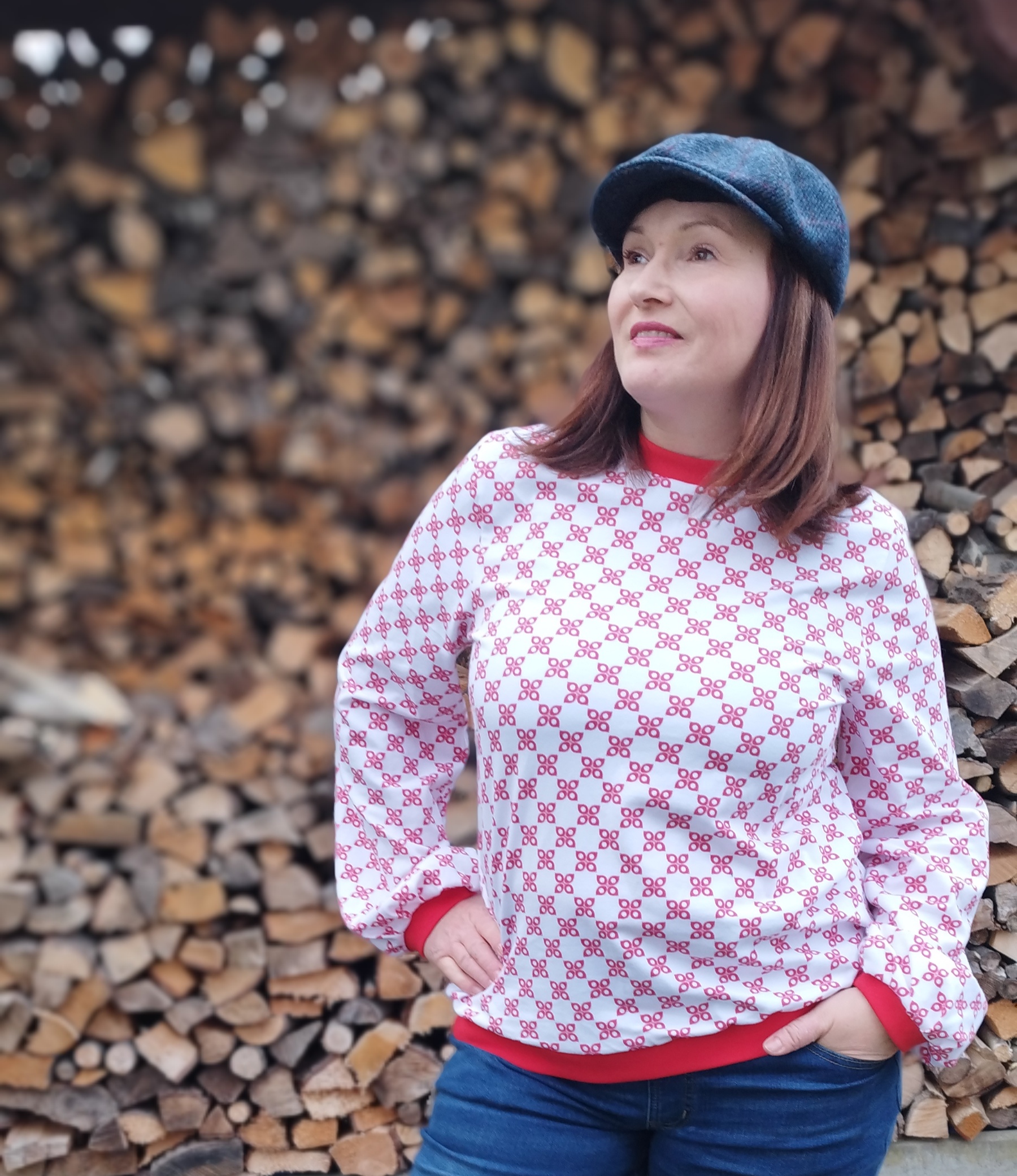 Bio Stoff - Winterblüten schwarz