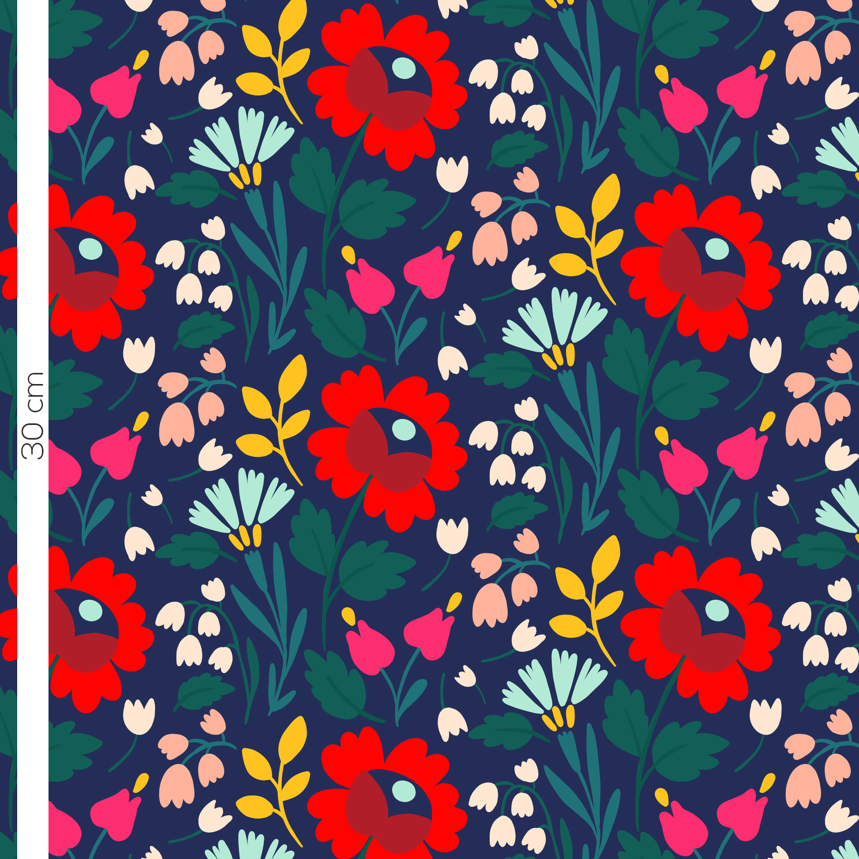 Scuba Stoff - Adelajda - LilleSelection, Floral & Blumen, blau, Blätter & Ranken, Breite 150 cm Scuba Stoff - Adelajda - LilleSelection, Floral & Blumen, blau, Blätter & Ranken, Breite 150 cm