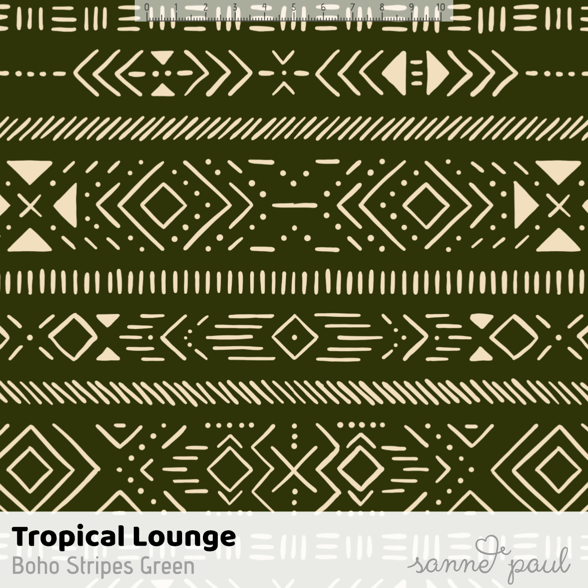 Bio Stoff - Tropical Lounge Boho Stripes Grün von Sanne Paul in grün