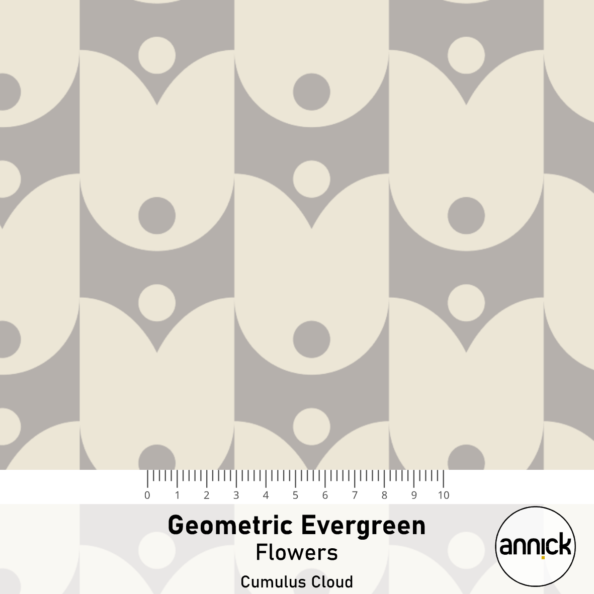 Bio Stoff - Geometric Evergreen Flowers grau