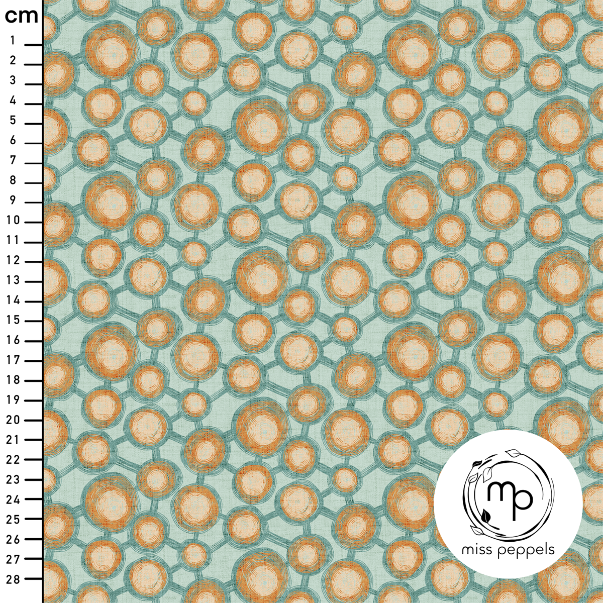 Organic Fabric - Pom Poms small, mint