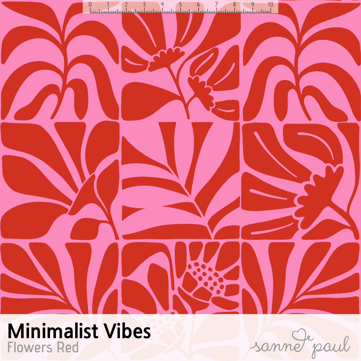 Bio Stoff - Minimalist Vibes Flowers Red von Sanne Paul in rot