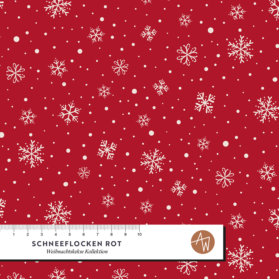 Bio Stoff  - Schneeflocken Rot - AlexandraWeise, Winter, rot