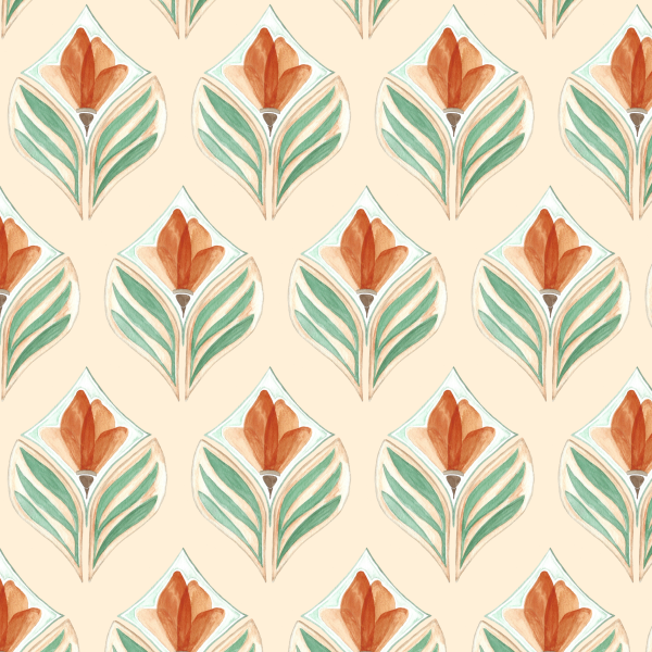 Bio Stoff  - Blooming Tiles Amber