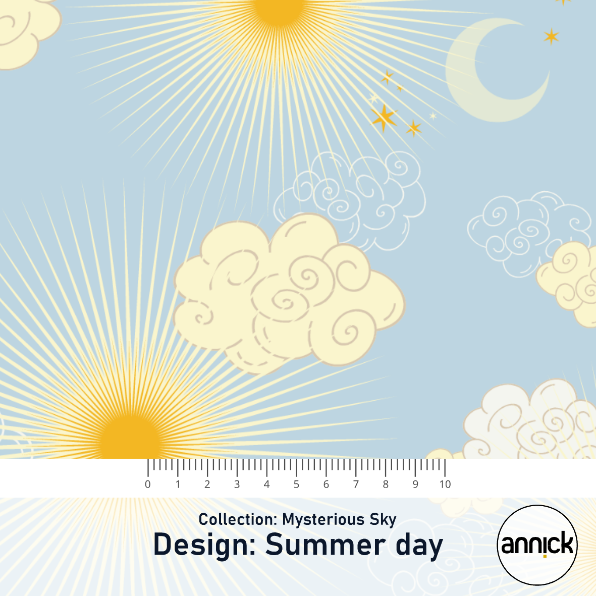 Bio Stoff  - Mysterious Sky Summer Day - Annick, hellblau, Sonne, Natur