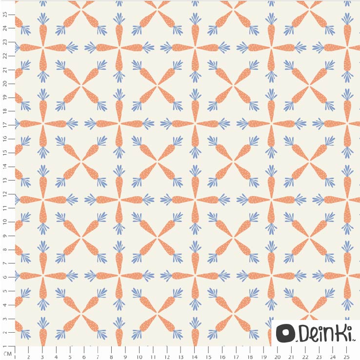 Bio Webware Stoff - Folk Möhren weiß blau - Deinki, creme, Ostern 100% Bio-Baumwolle Bio Webware Stoff - Folk Möhren weiß blau - Deinki, creme, Ostern 100% Bio-Baumwolle