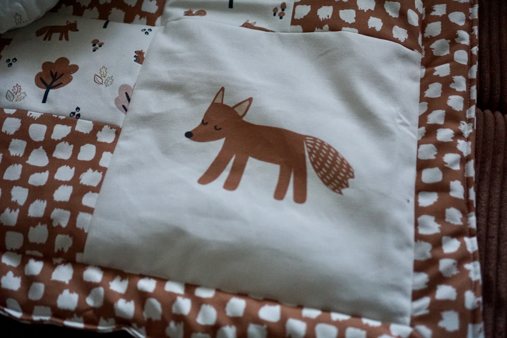 Bio Webware Stoff  -  50 cm Panel Fuchs Farbtupfer  - KathrinWoo, Wald, Tiere, creme, Herbst, 100% Bio-Baumwolle