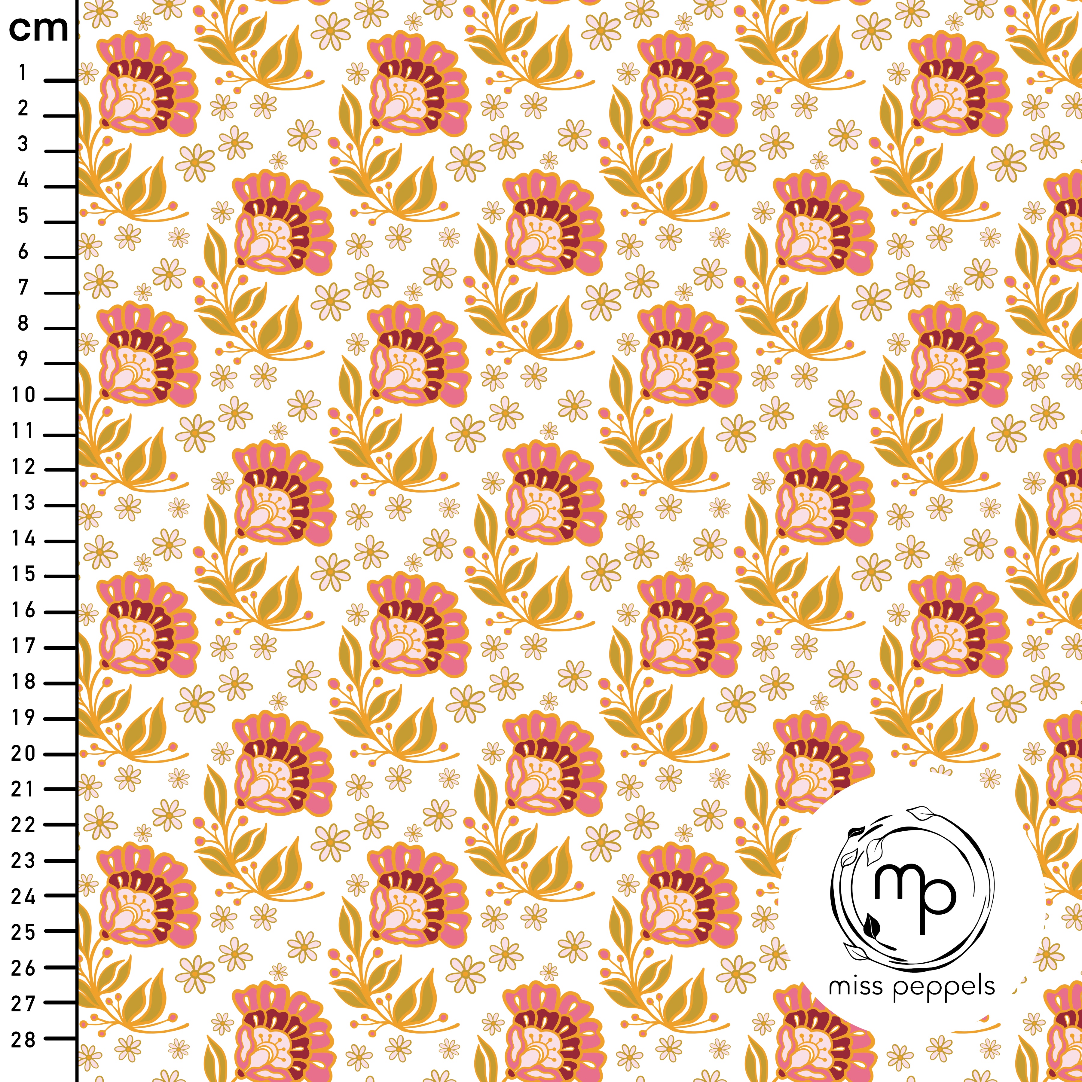 Bio Stoff  - Blumenwiese Orange - misspeppels, weiß, Floral & Blumen