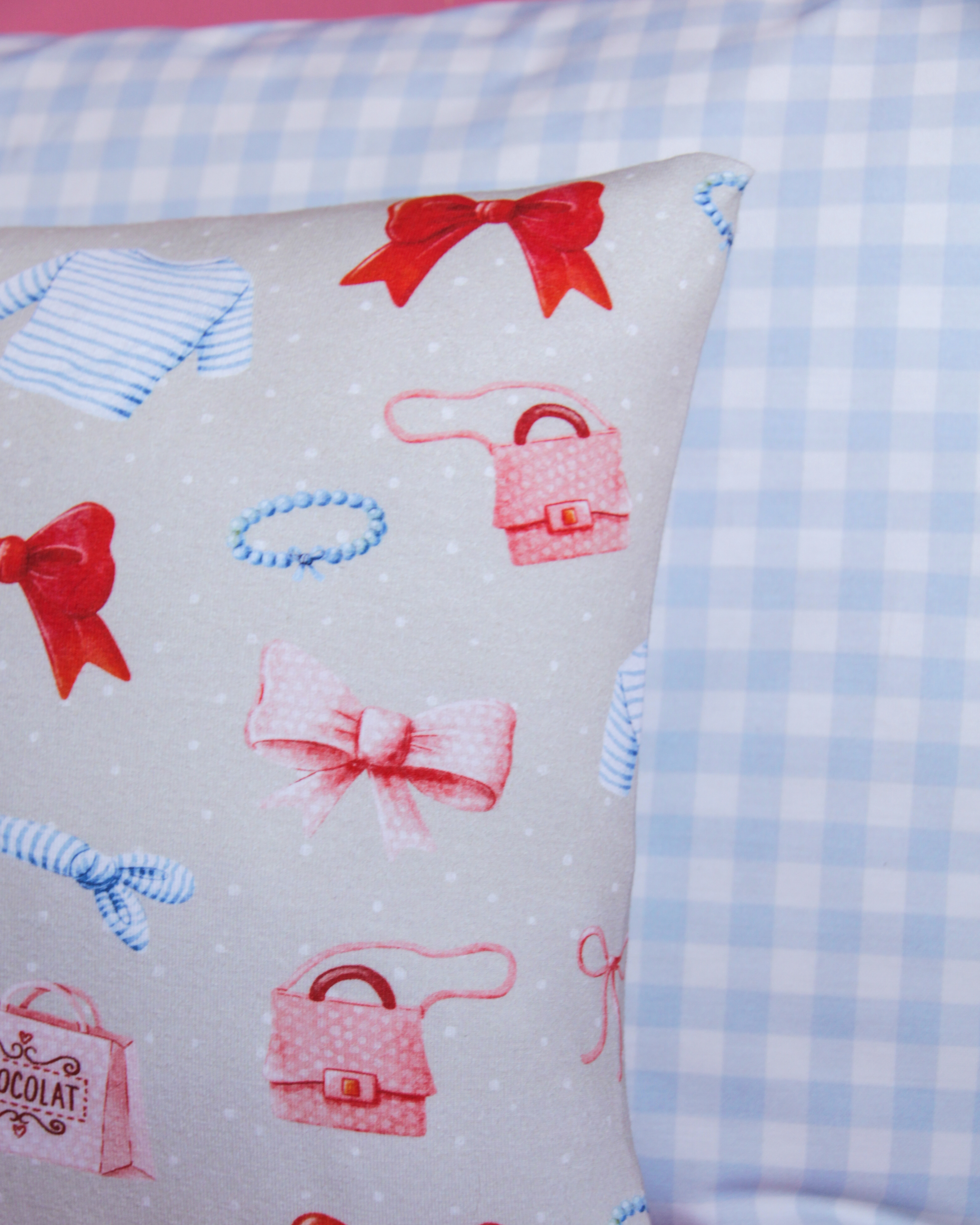 Scuba Stoff  - Süße Abenteuer Shoppingtour hellblau