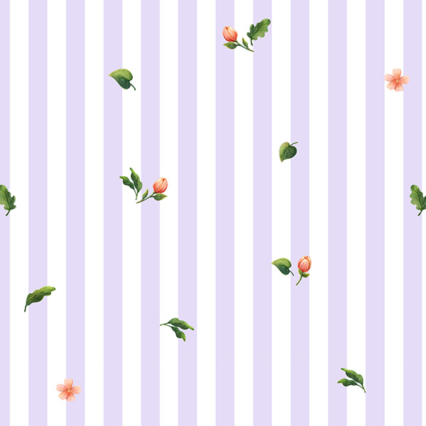 Organic fabric  -  Kombi Knospen stripes lilac
