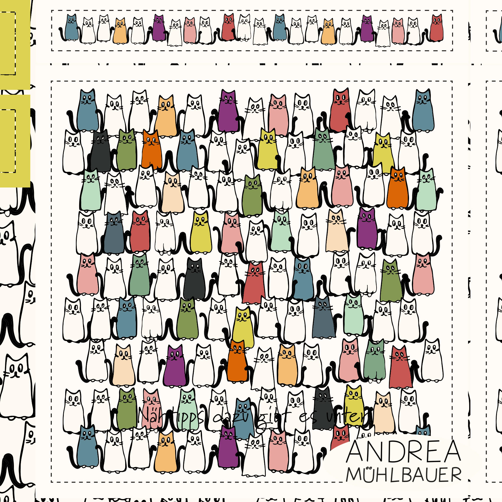 Organic Fabric - Cats Bag by Andrea Muehlbauer in colorful